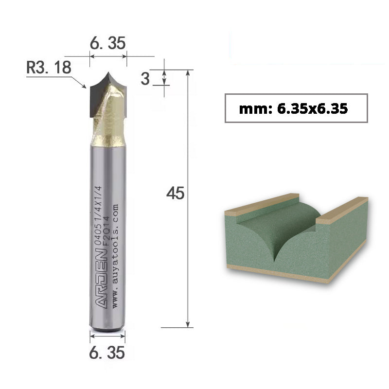 ARDEN Carbide Sharp Tip Round Over Router Bit for Woodworking and MDF Engraving