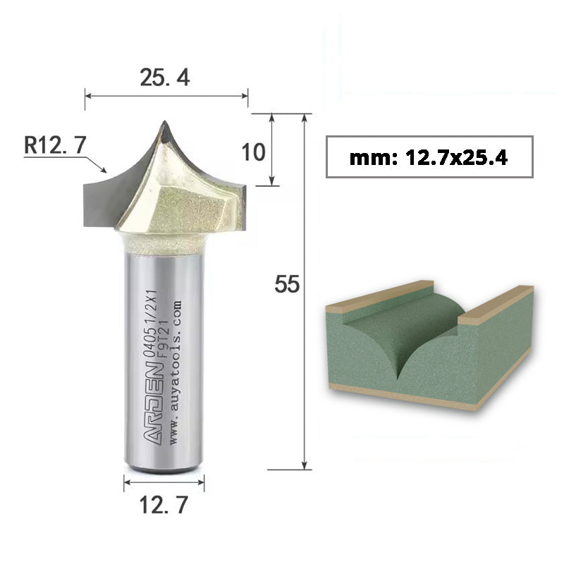 ARDEN Carbide Sharp Tip Round Over Router Bit for Woodworking and MDF Engraving