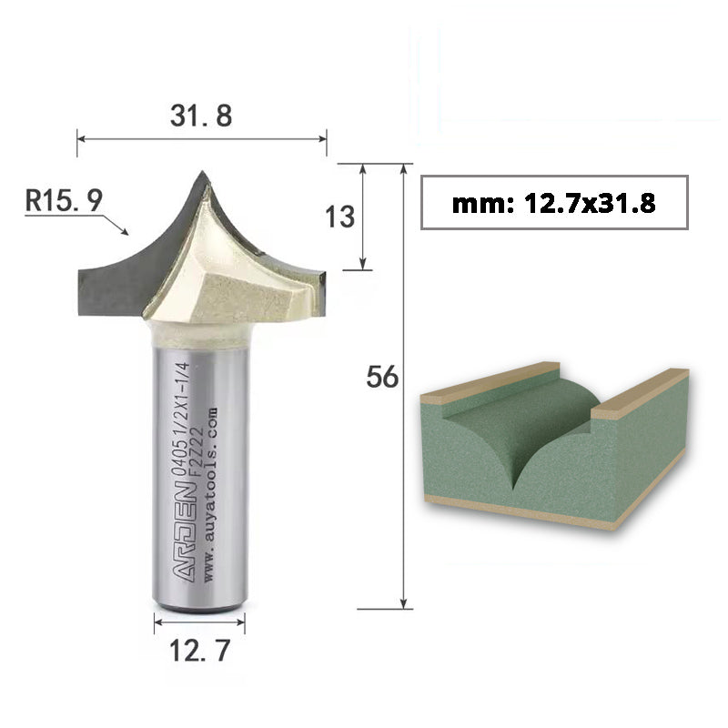 ARDEN Carbide Sharp Tip Round Over Router Bit for Woodworking and MDF Engraving