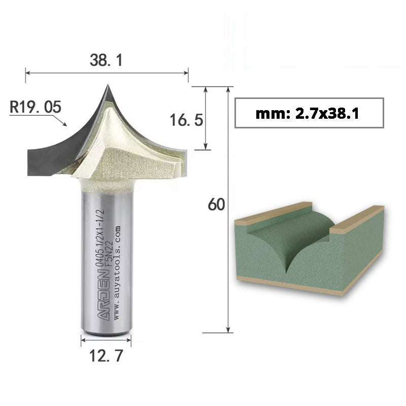 ARDEN Carbide Sharp Tip Round Over Router Bit for Woodworking and MDF Engraving