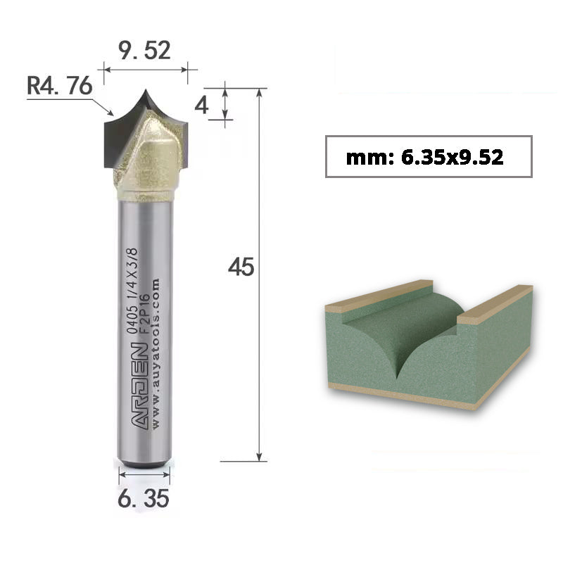 ARDEN Carbide Sharp Tip Round Over Router Bit for Woodworking and MDF Engraving