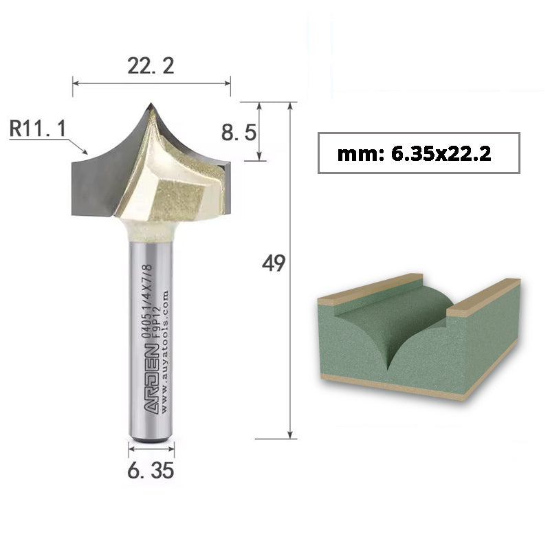 ARDEN Carbide Sharp Tip Round Over Router Bit for Woodworking and MDF Engraving