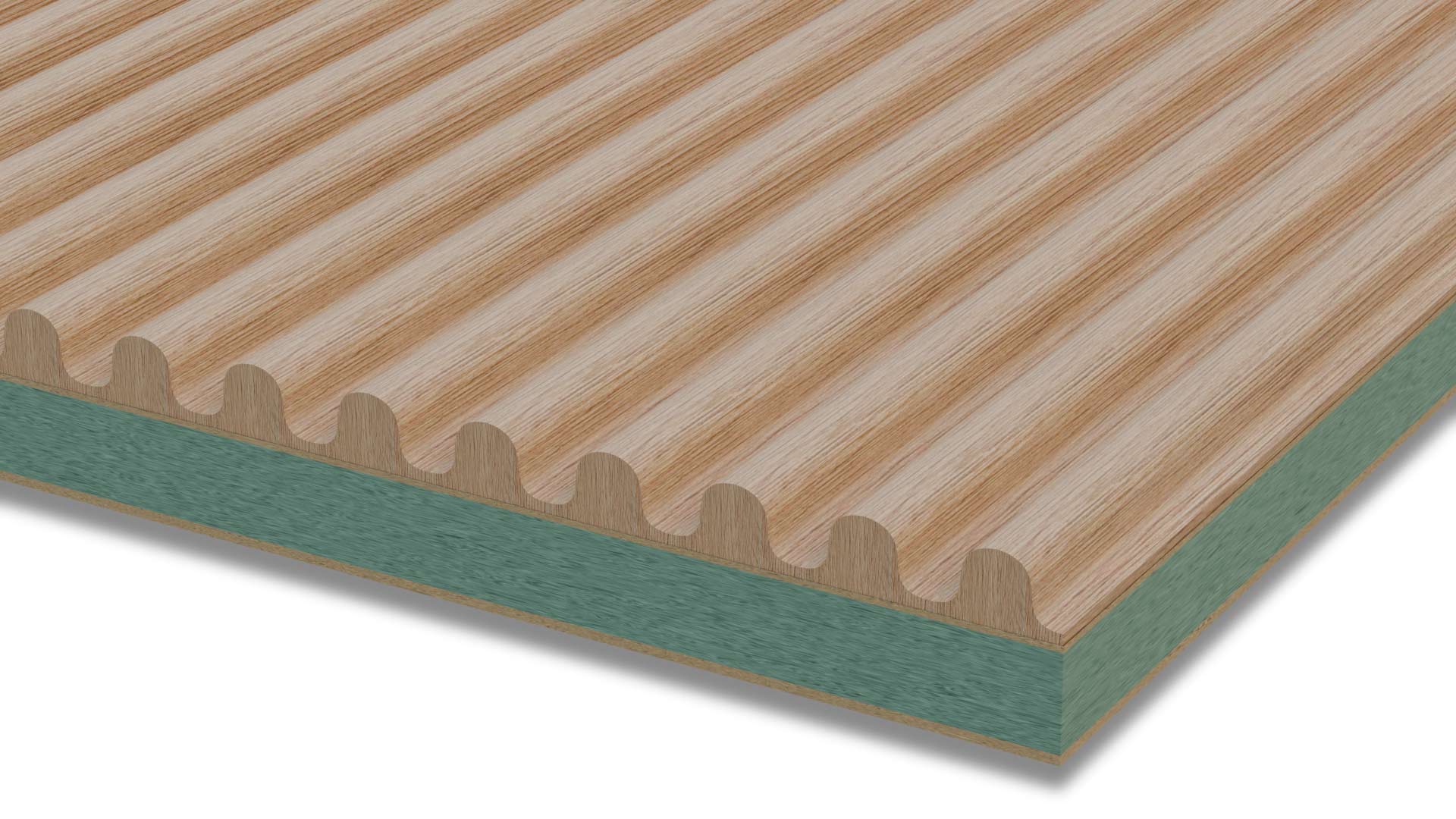 Crescendo Curves - Mini Ribbed Solid Wood Panels 5mm + Base panel