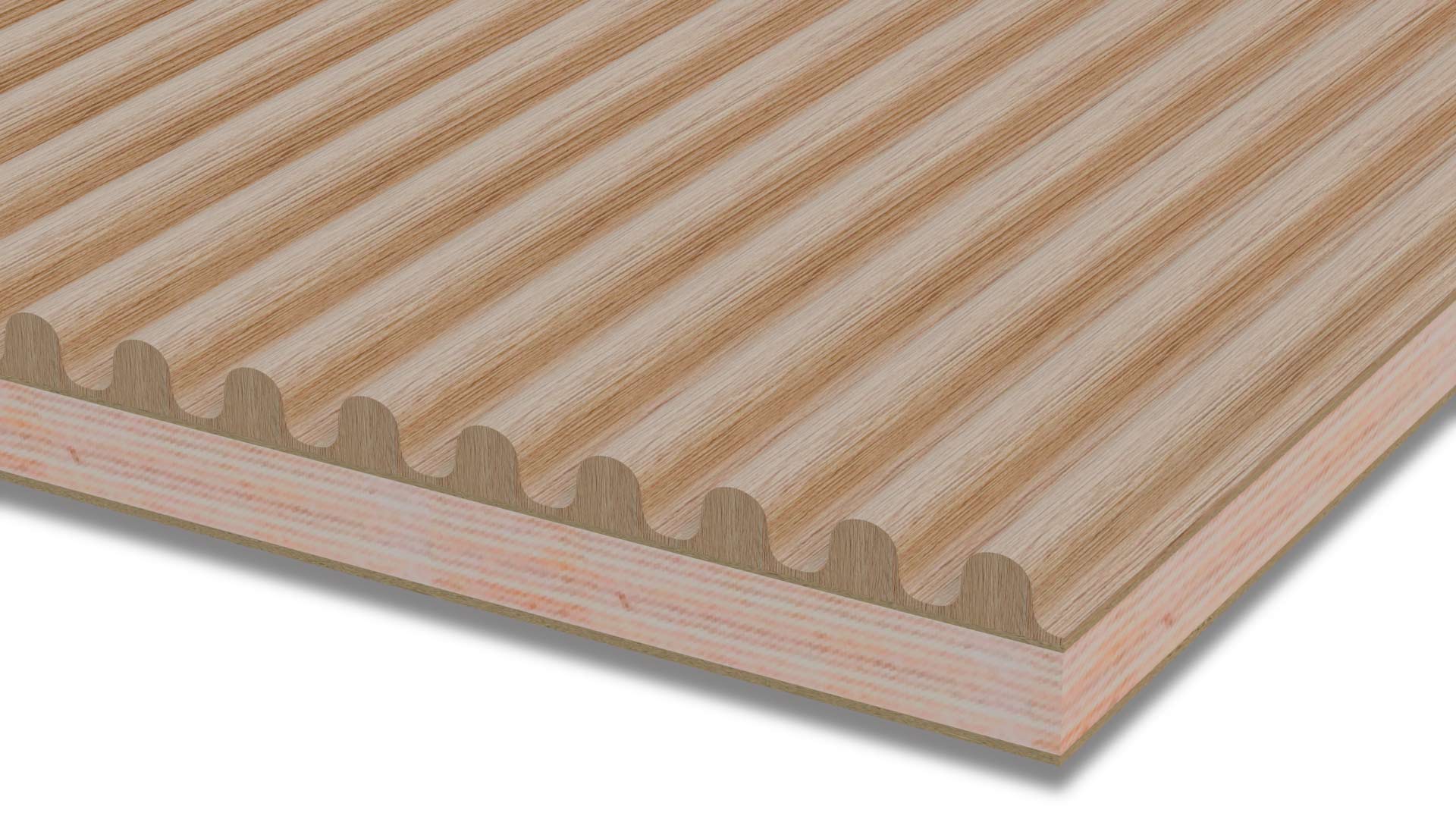 Crescendo Curves - Mini Ribbed Solid Wood Panels 5mm + Base panel