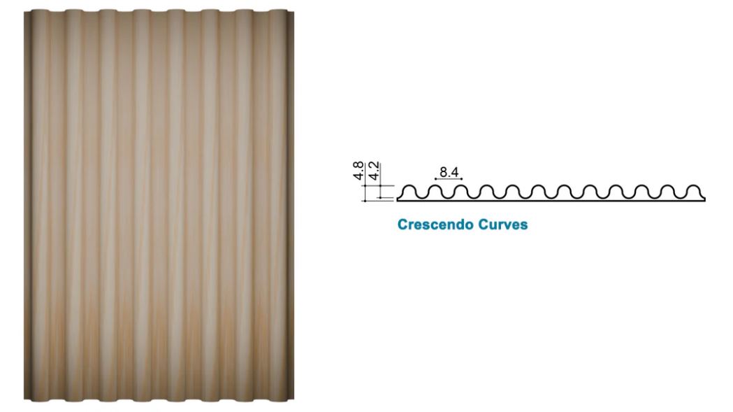 Crescendo Curves - Mini Ribbed Solid Wood Panels 5mm + Base panel