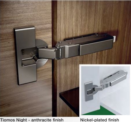 Tiomos Grass Hinge, 110° Standard, Inset Mounting, Impresso Fixing