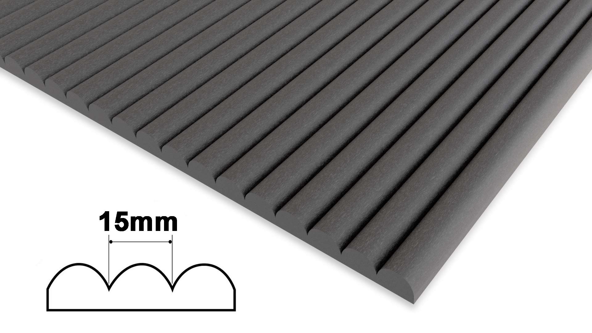 Ribbed Black MDF Panels - Ribs Width 15mm