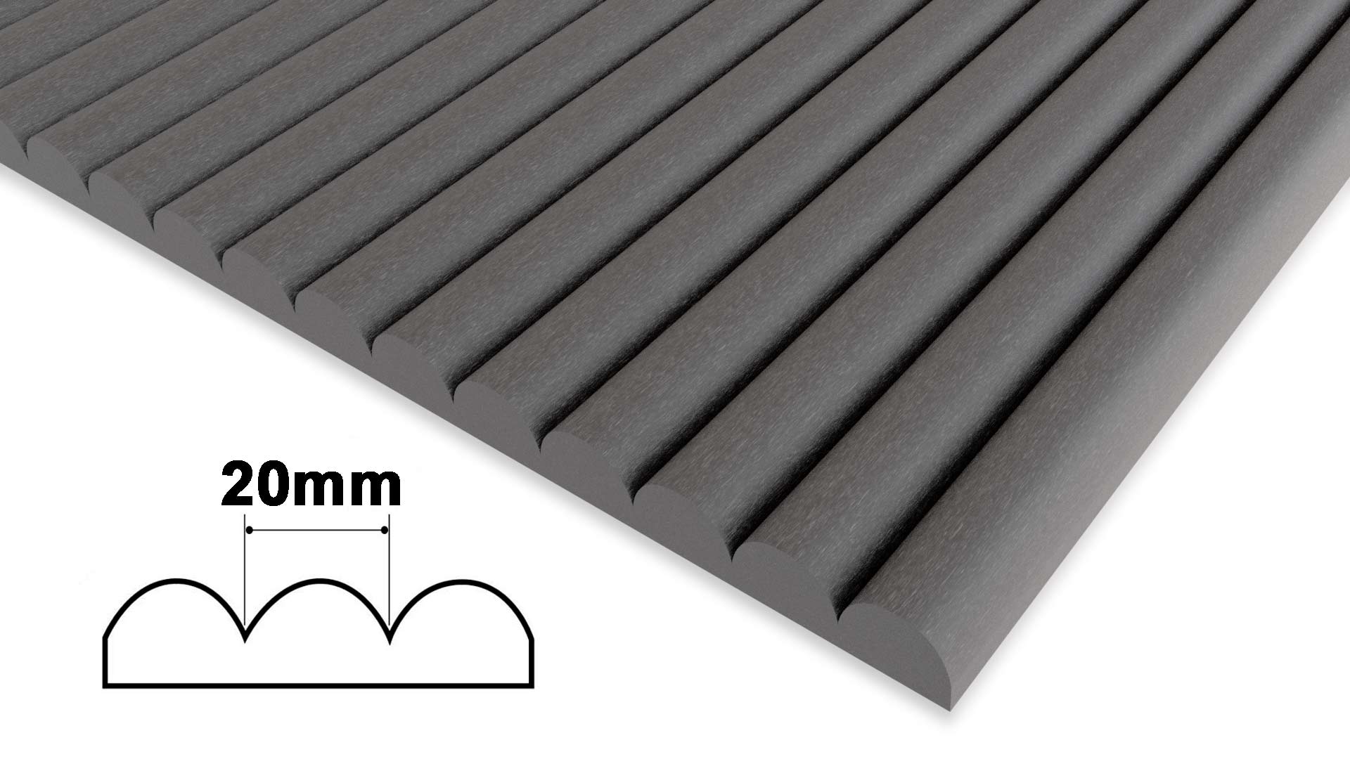 Ribbed Black MDF Panels - Ribs Width 20mm