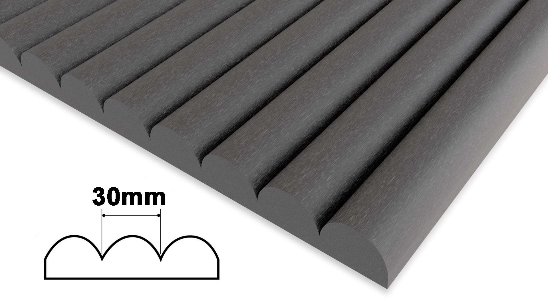 Ribbed Black MDF Panels - Ribs Width 30mm