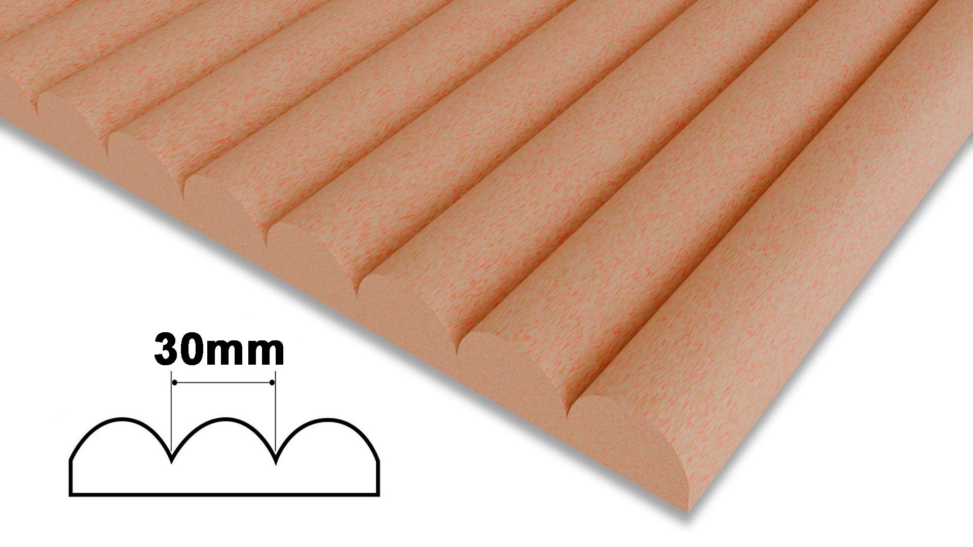 Ribbed Fire Rated MDF Panels - Ribs Width 30mm