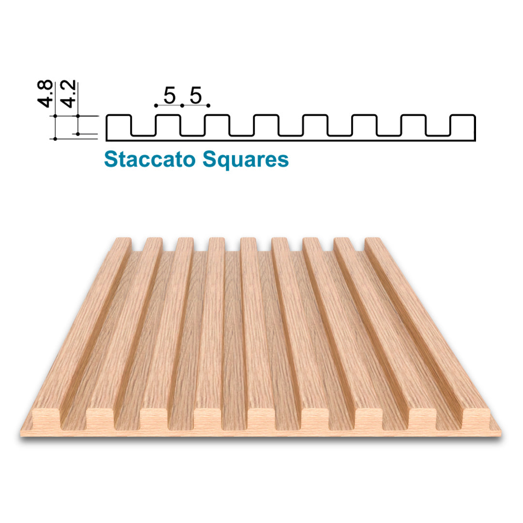 Staccato Squares - Fluted Solid Wood Panels 5mm + Base panel