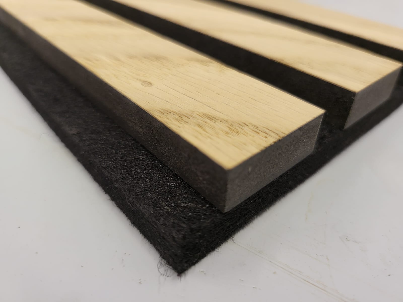 Natural Oak on Black MDF Slat Acoustic Wall Panels - Aesthetic & Functional