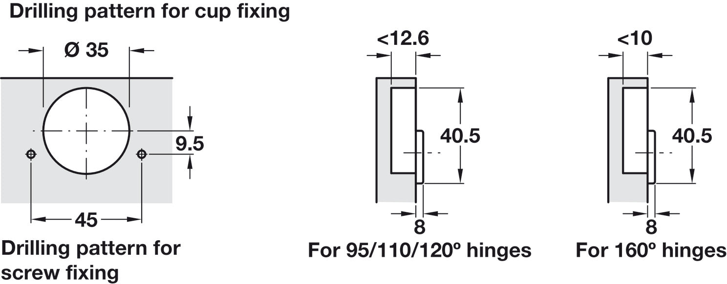 Concealed Post Hinge, for Blind Corner Applications, Tiomos 110°