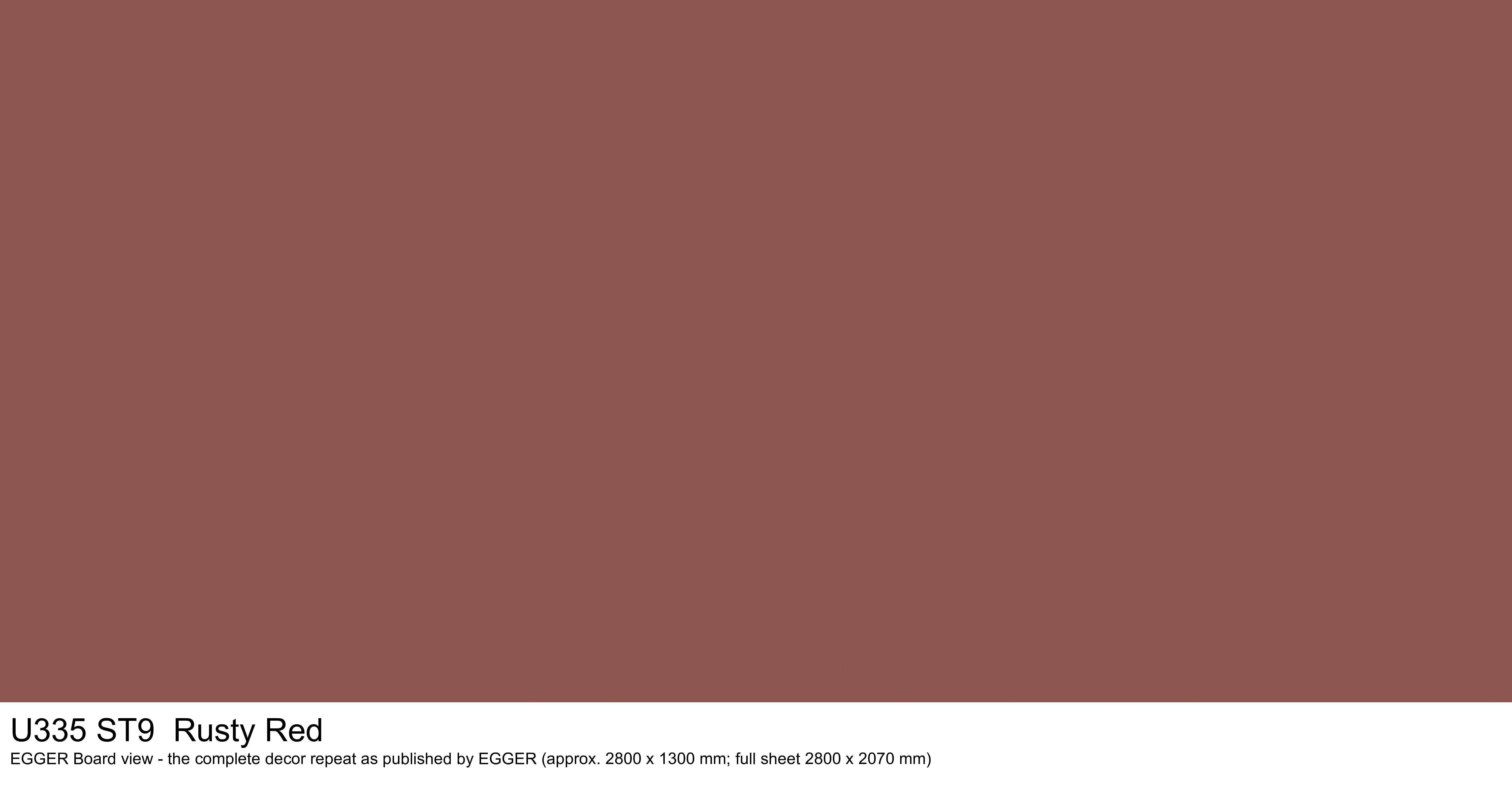 U335 ST9 Rusty Red - EGGER Board view, complete decor repeat