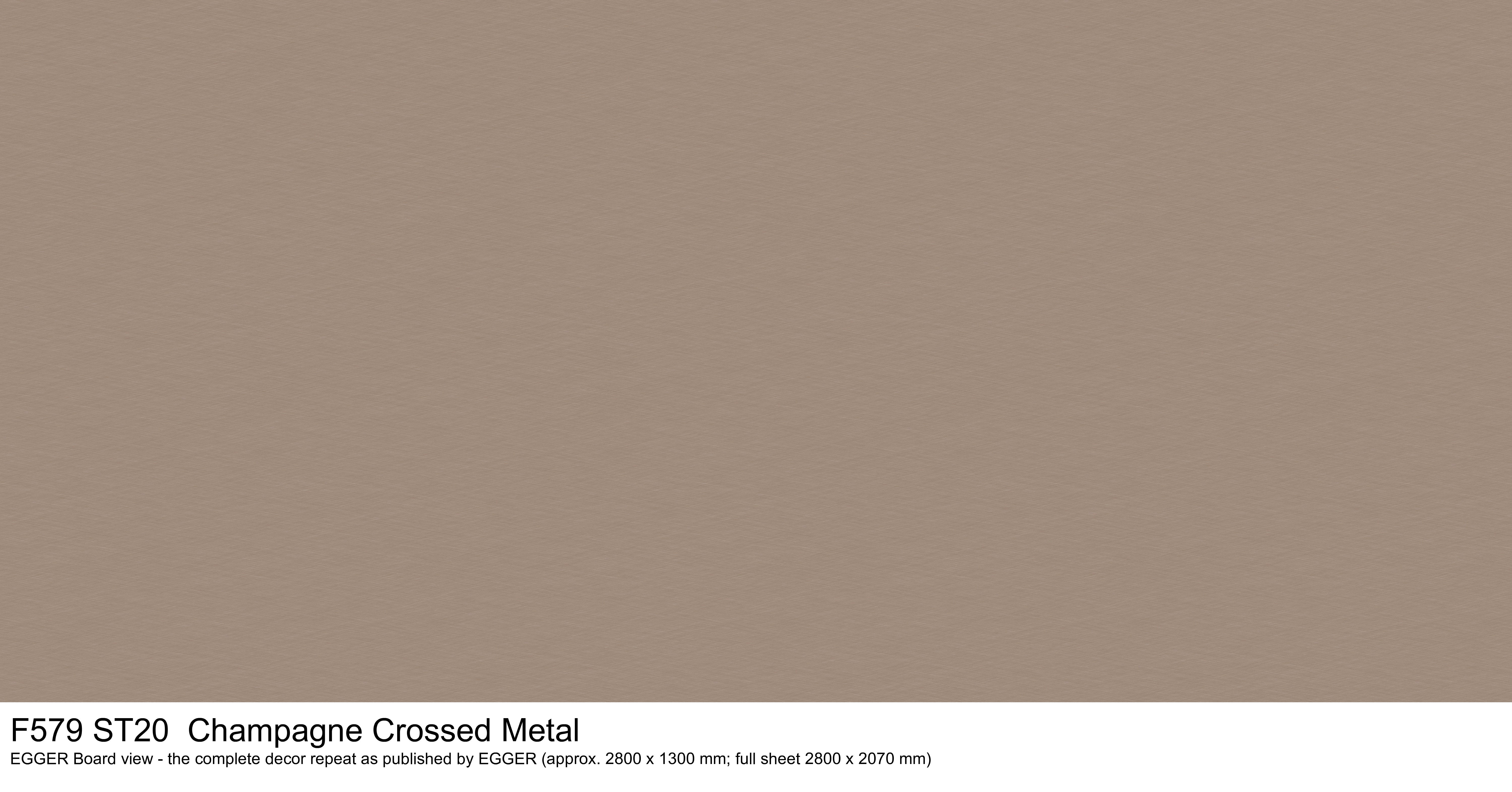 F579 ST20 Champagne Crossed Metal - EGGER Board view, complete decor repeat
