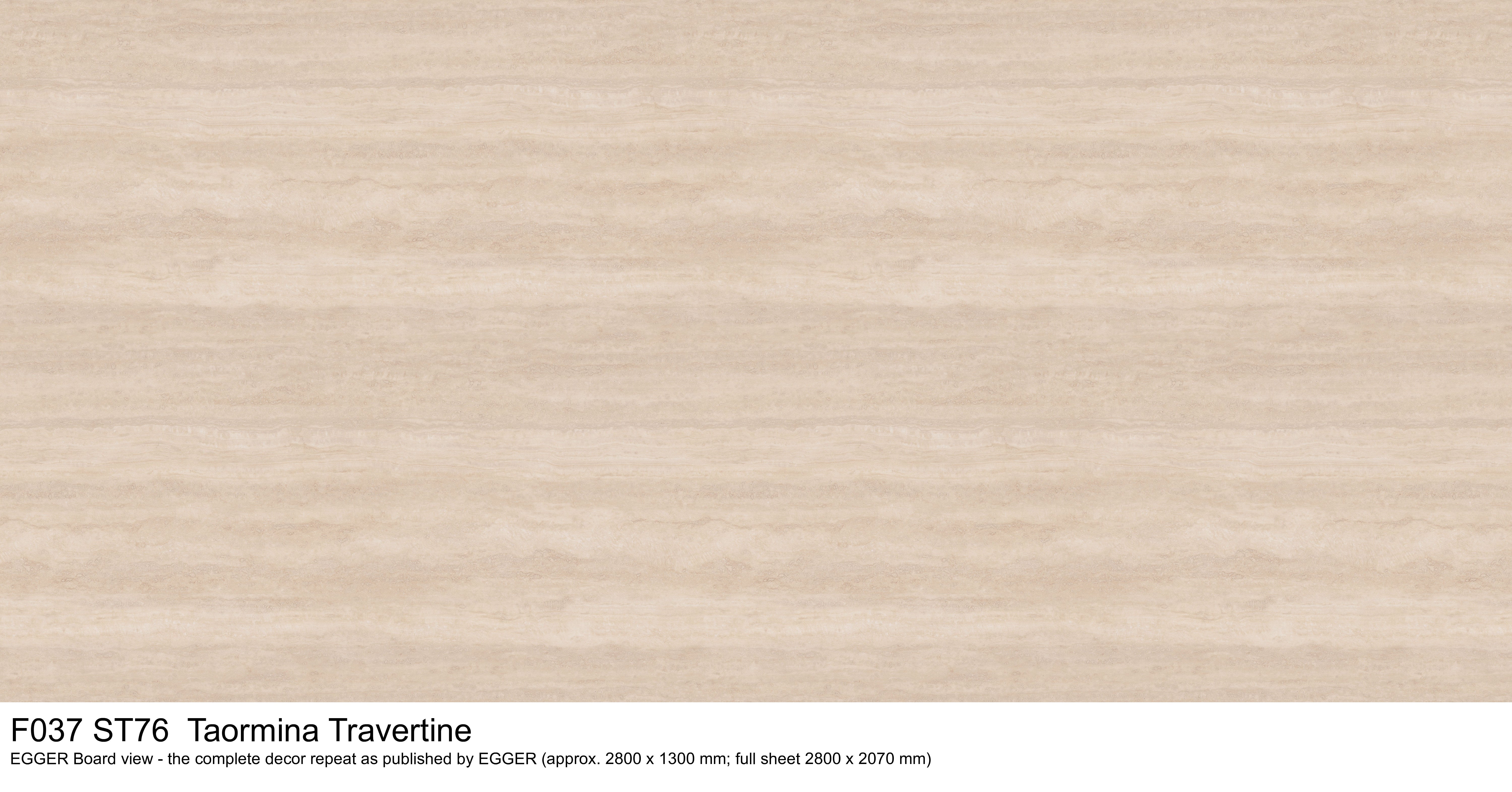 F037 ST76 Taormina Travertine - EGGER Board view, complete decor repeat