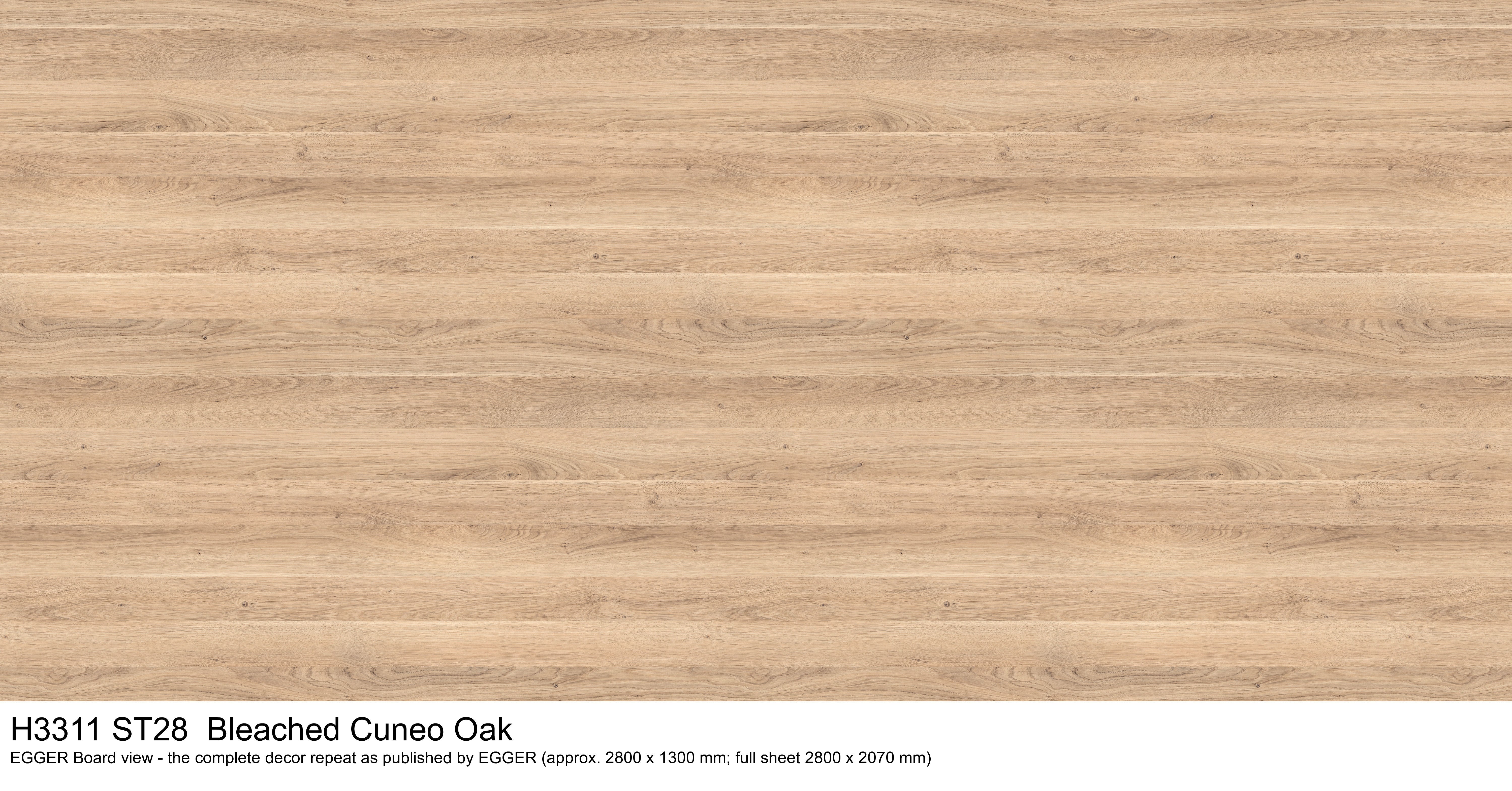 H3311 ST28 Bleached Cuneo Oak - EGGER Board view, complete decor repeat