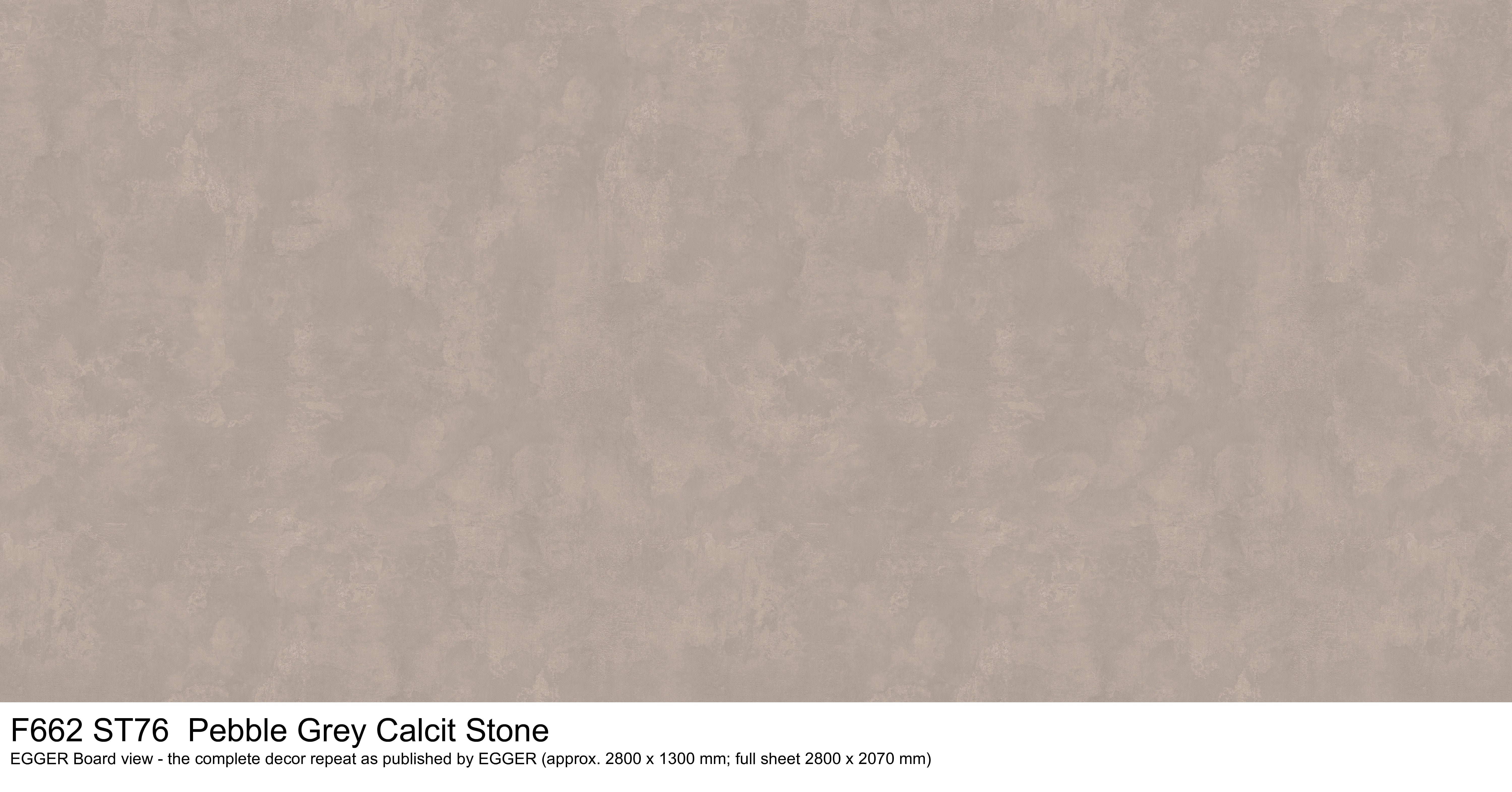 F662 ST76 Pebble Grey Calcit Stone - EGGER Board view, complete decor repeat