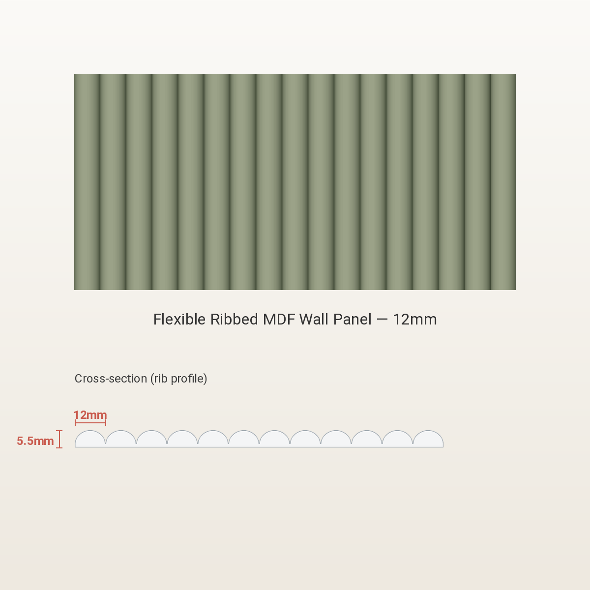 Flexible Ribbed MDF Wall Panel - 12mm not primed