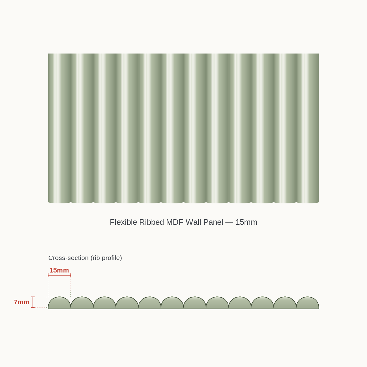 Flexible Ribbed MDF Wall Panel - 15mm not primed