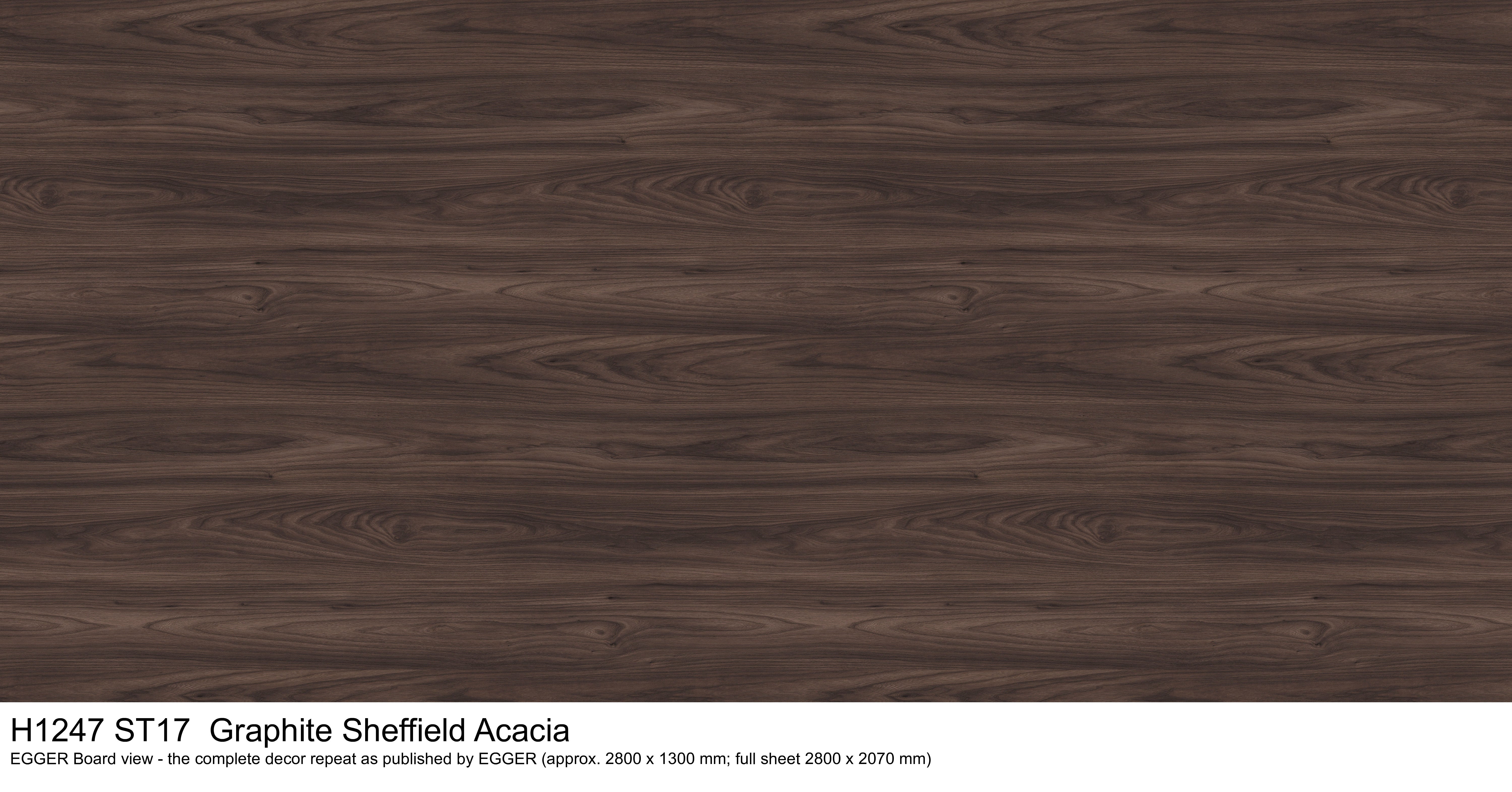 H1247 ST17 Graphite Sheffield Acacia - EGGER Board view, complete decor repeat