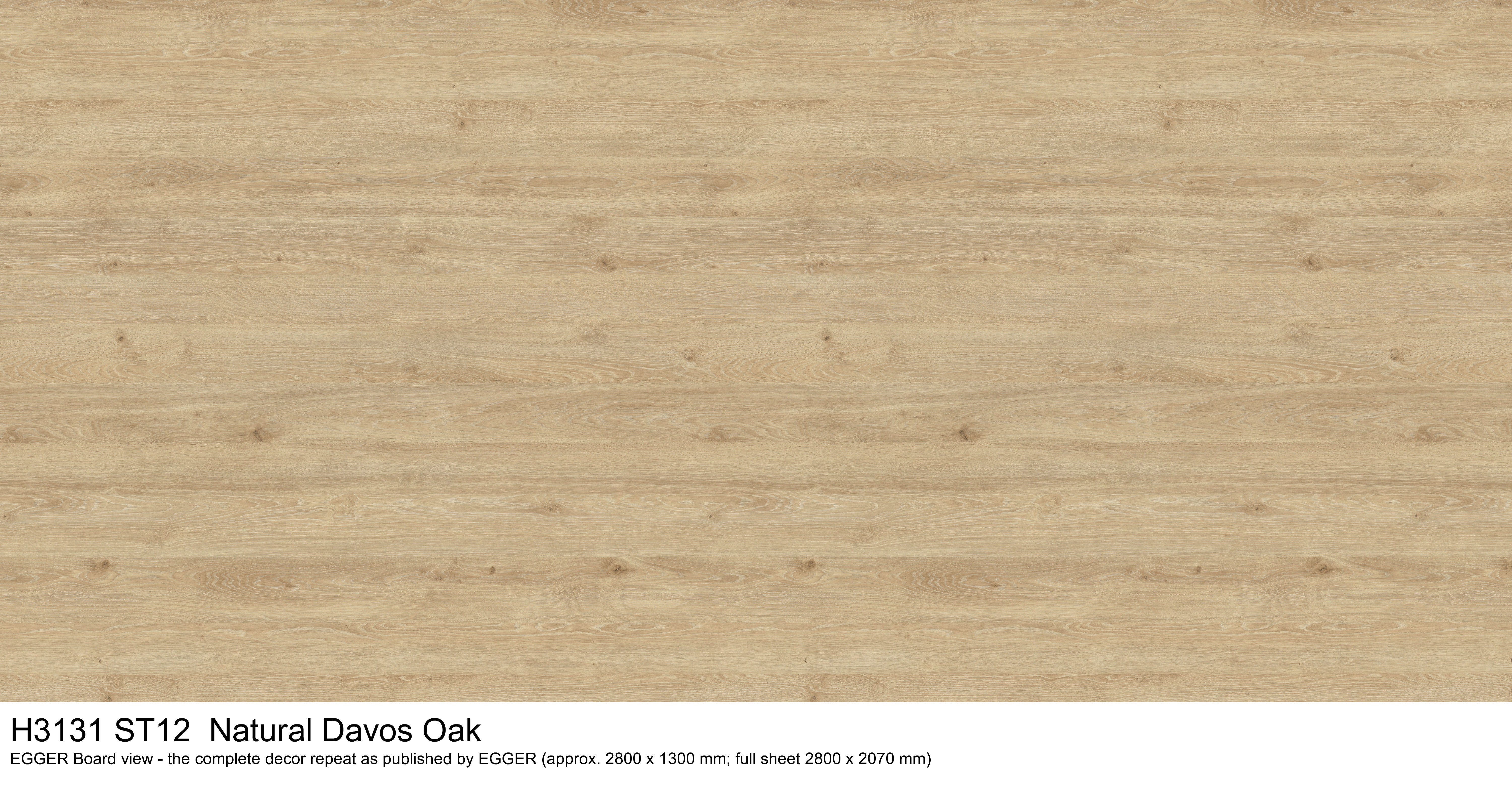 H3131 ST12 Natural Davos Oak - EGGER Board view, complete decor repeat