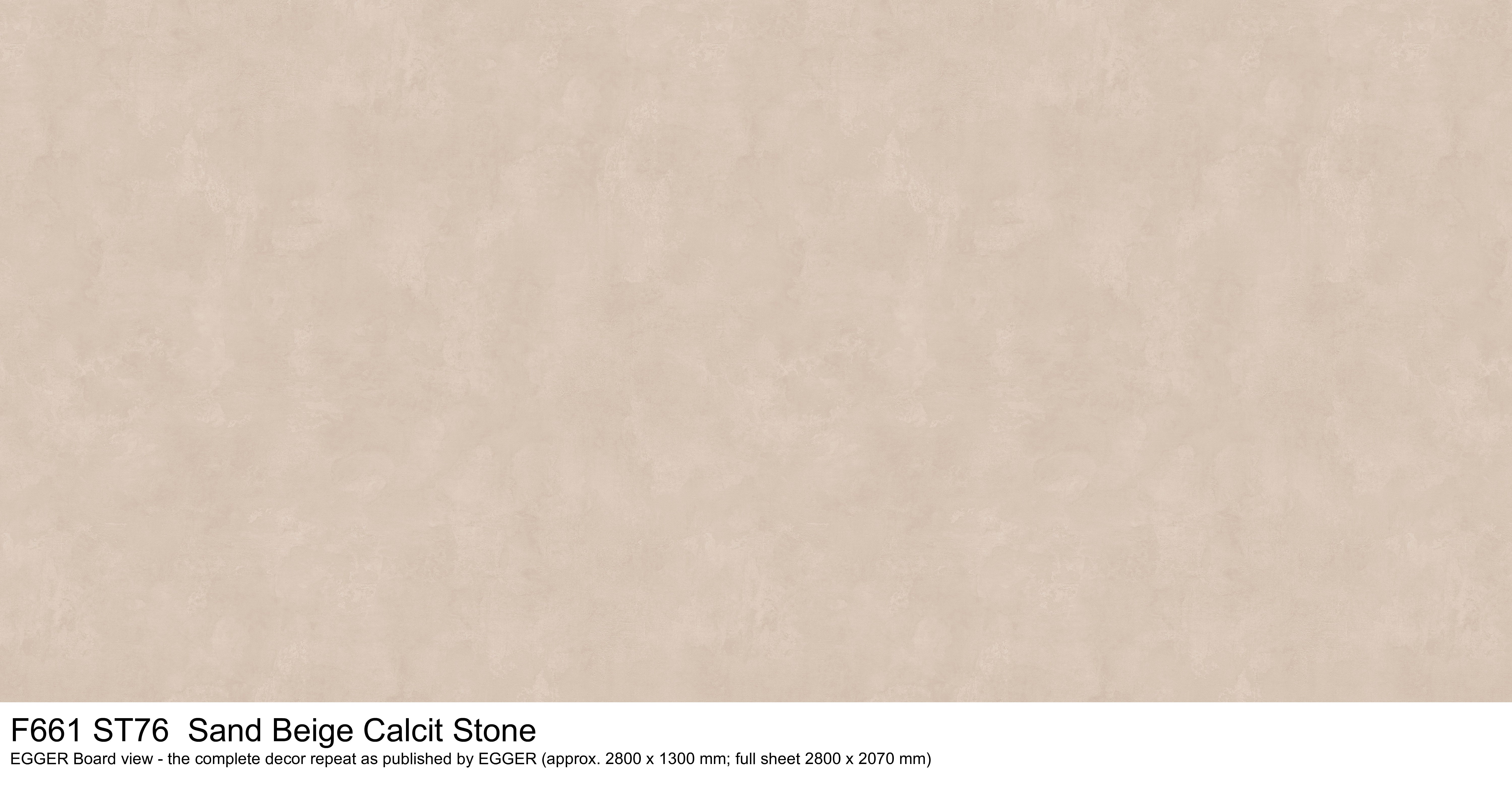 F661 ST76 Sand Beige Calcit Stone - EGGER Board view, complete decor repeat