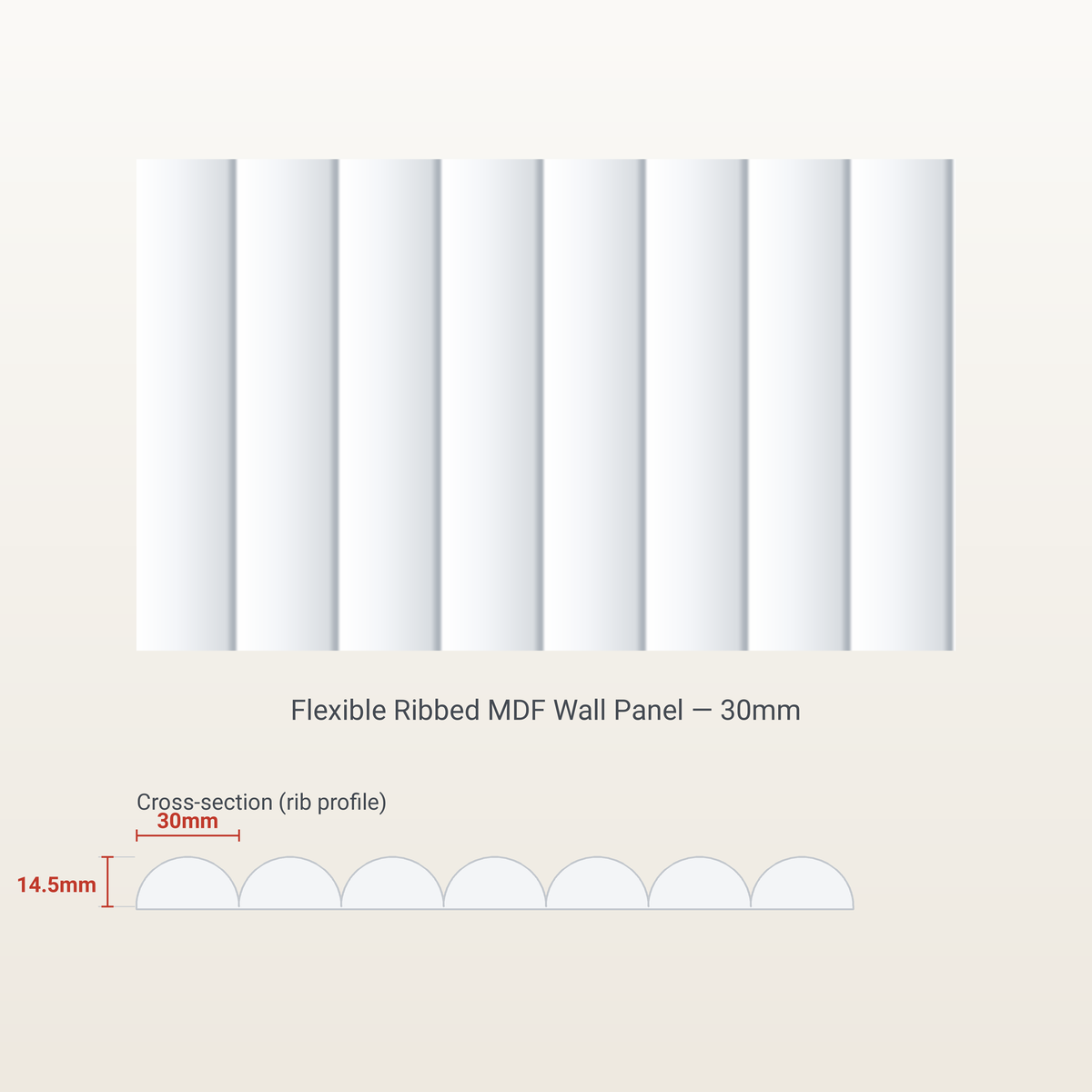 Flexible Ribbed MDF Wall Panel - 30mm primed/white