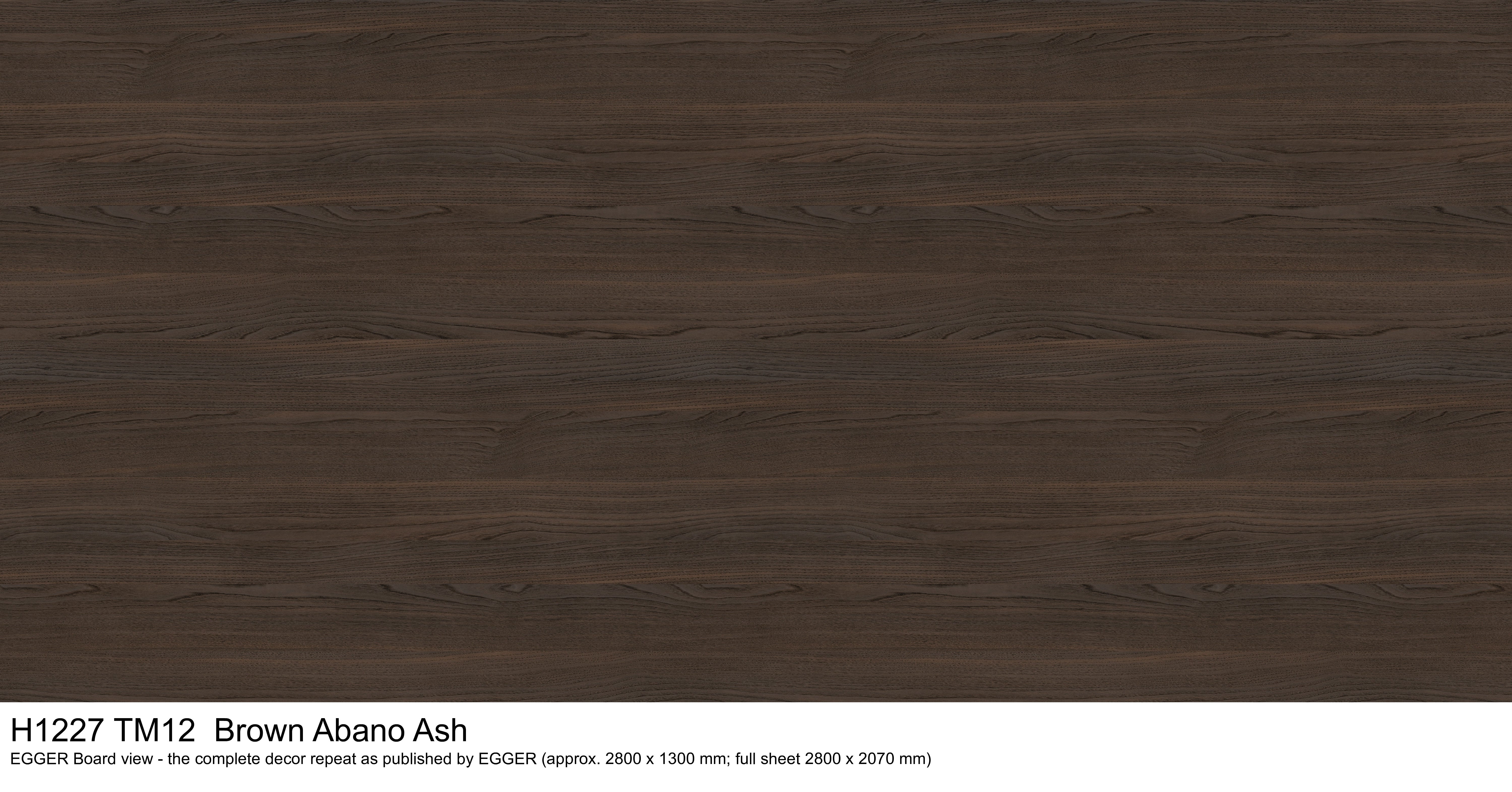H1227 TM12 Brown Abano Ash - EGGER Board view, complete decor repeat