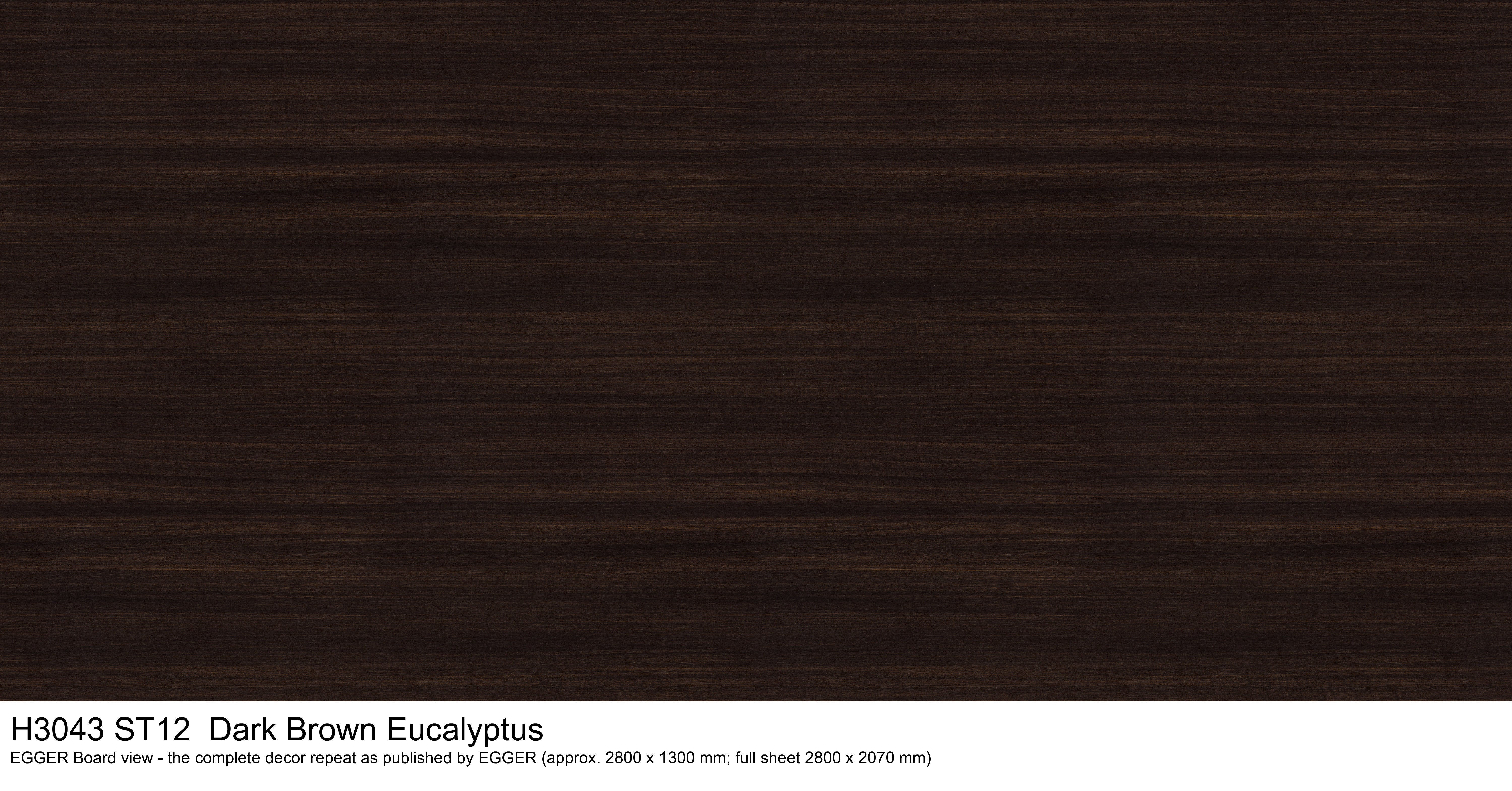 H3043 ST12 Dark Brown Eucalyptus - EGGER Board view, complete decor repeat