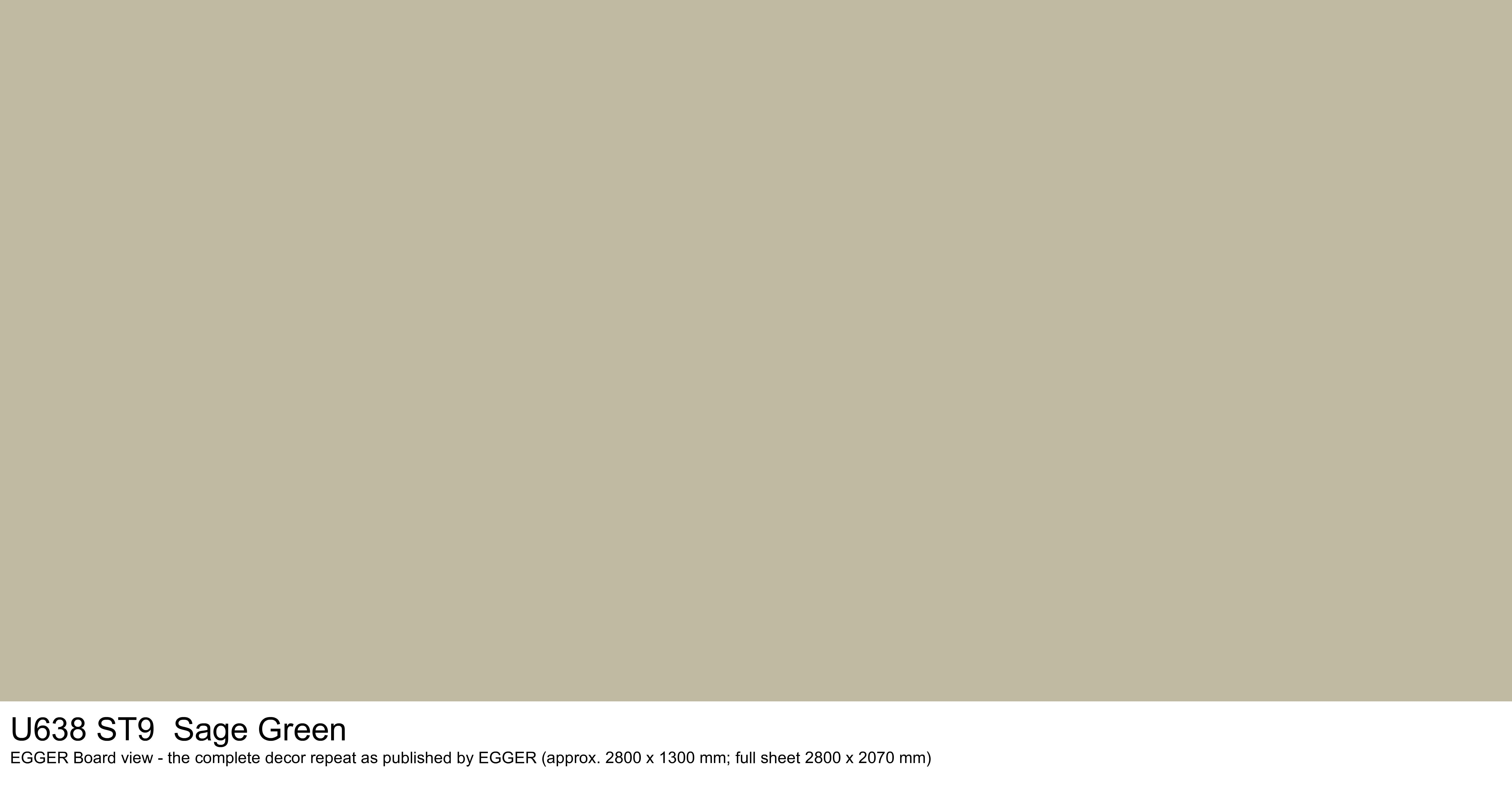 U638 ST9 Sage Green - EGGER Board view, complete decor repeat