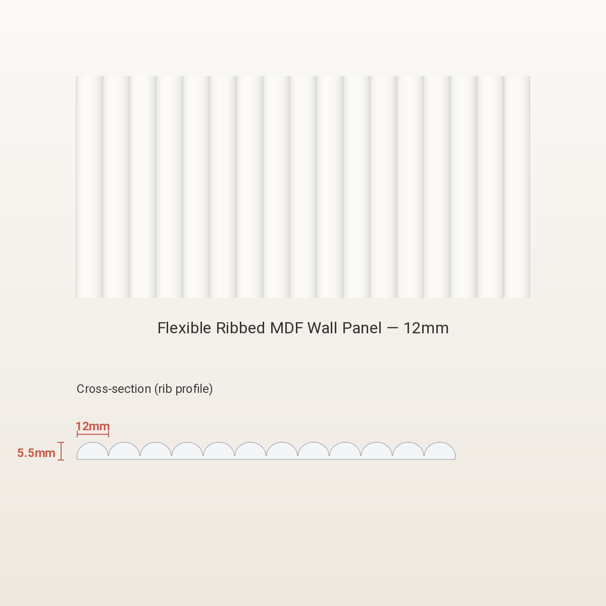 Flexible Ribbed MDF Wall Panel - 12mm primed/white