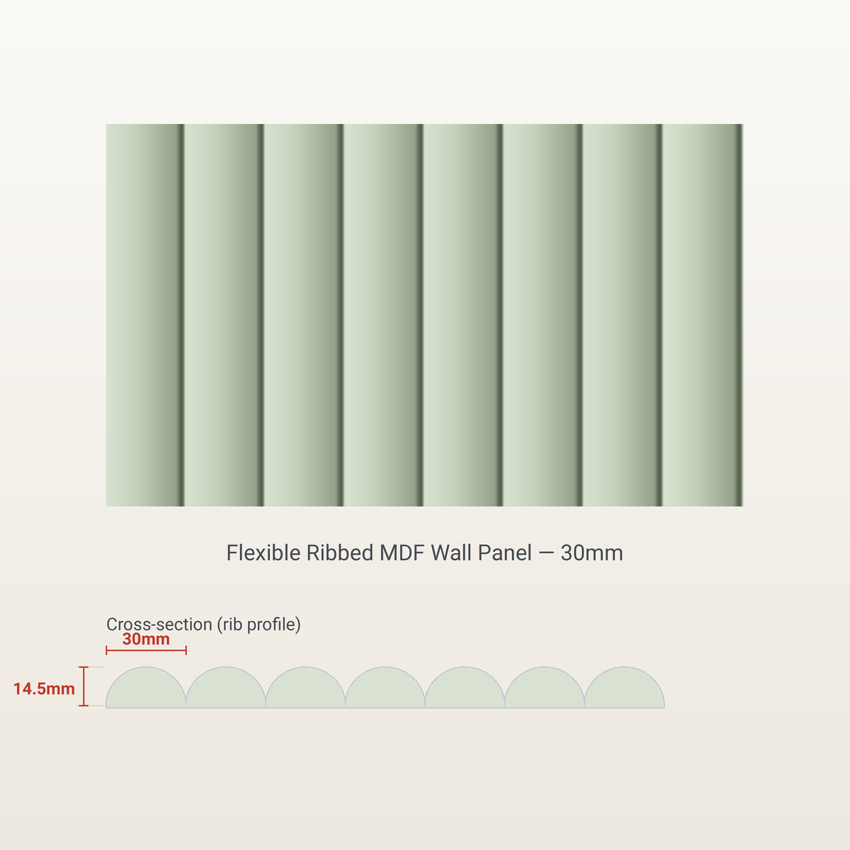 Flexible Ribbed MDF Wall Panel - 50mm not primed