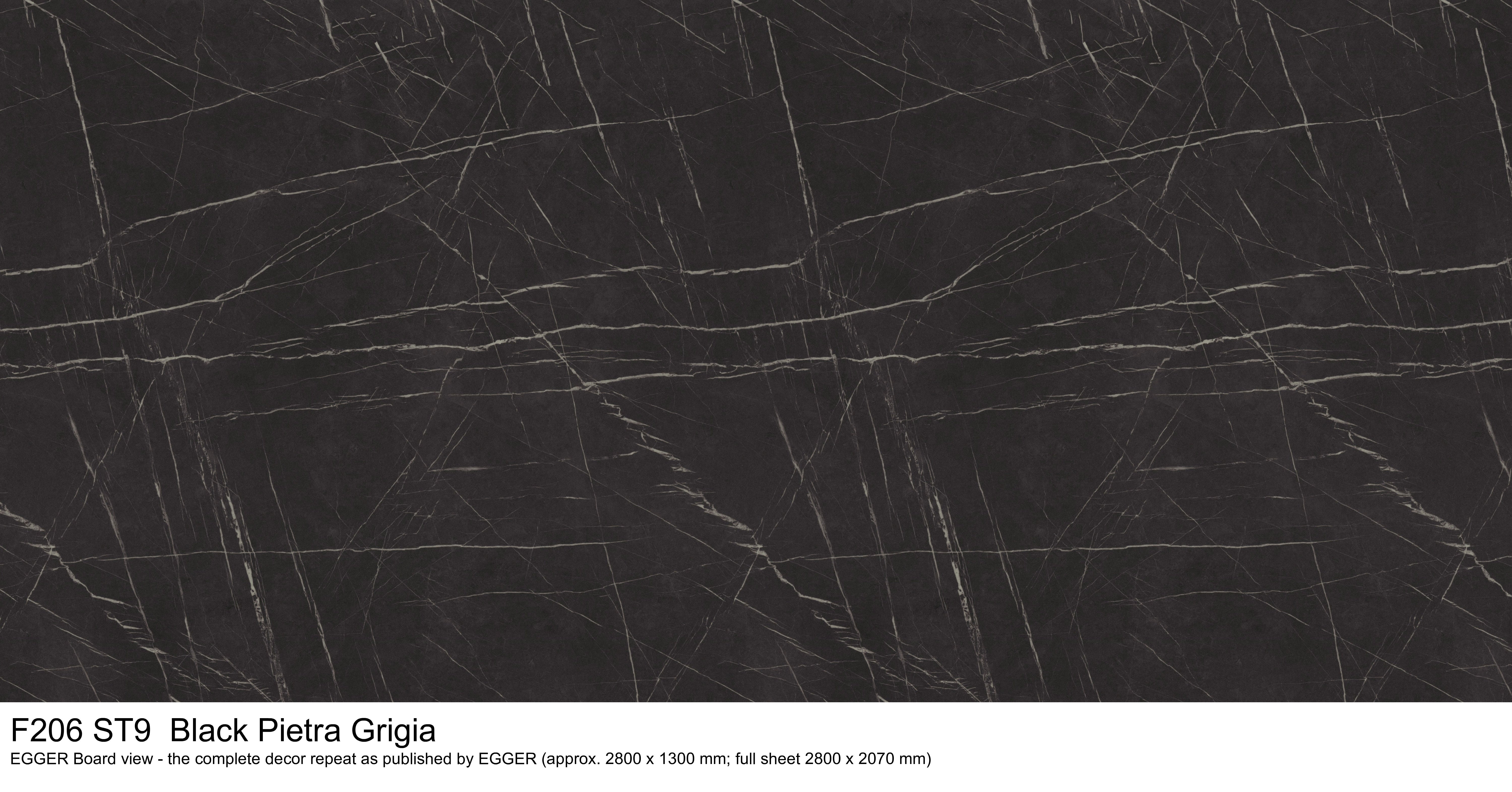 F206 ST9 Black Pietra Grigia - EGGER Board view, complete decor repeat