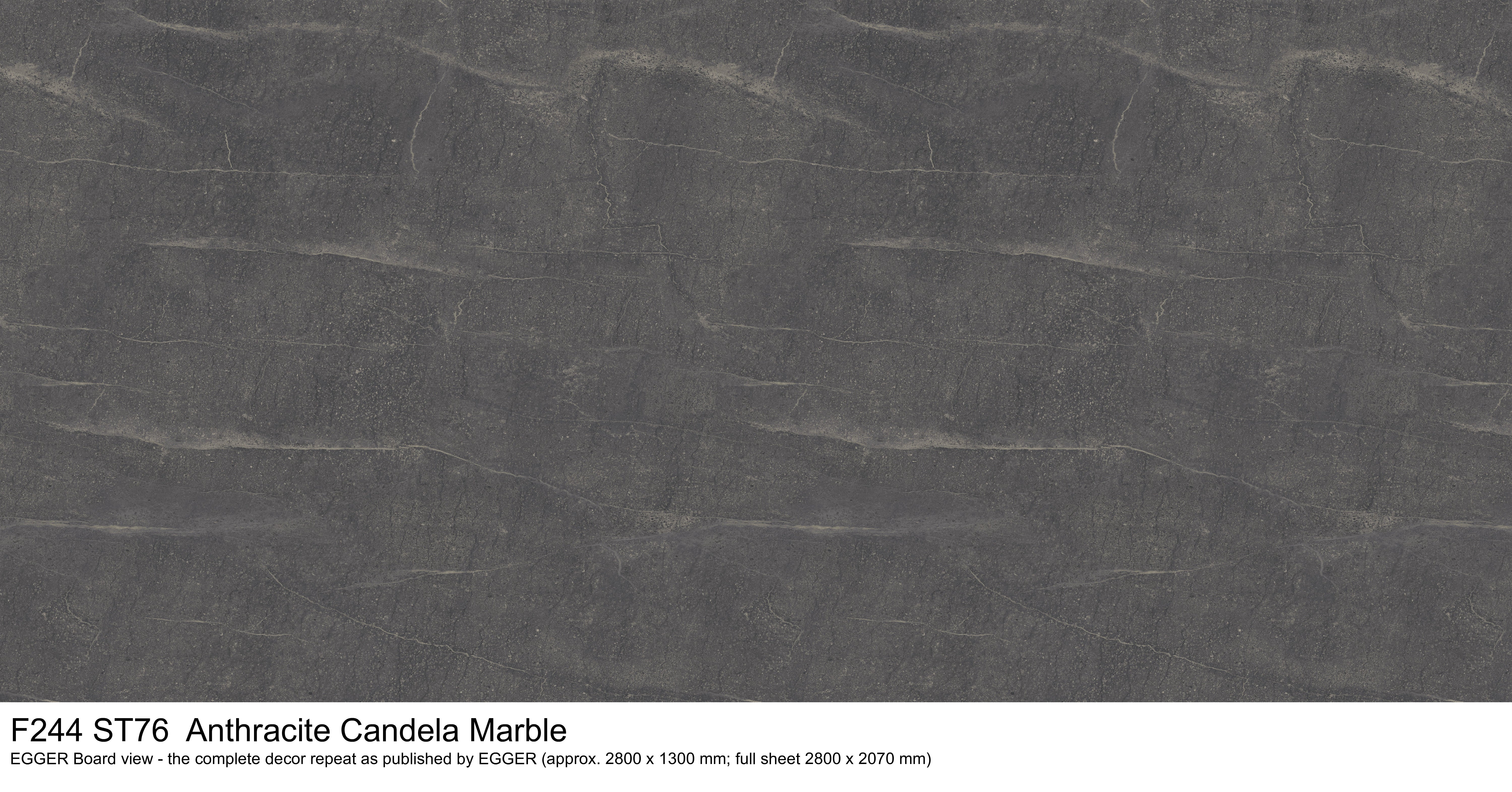 F244 ST76 Anthracite Candela Marble - EGGER Board view, complete decor repeat