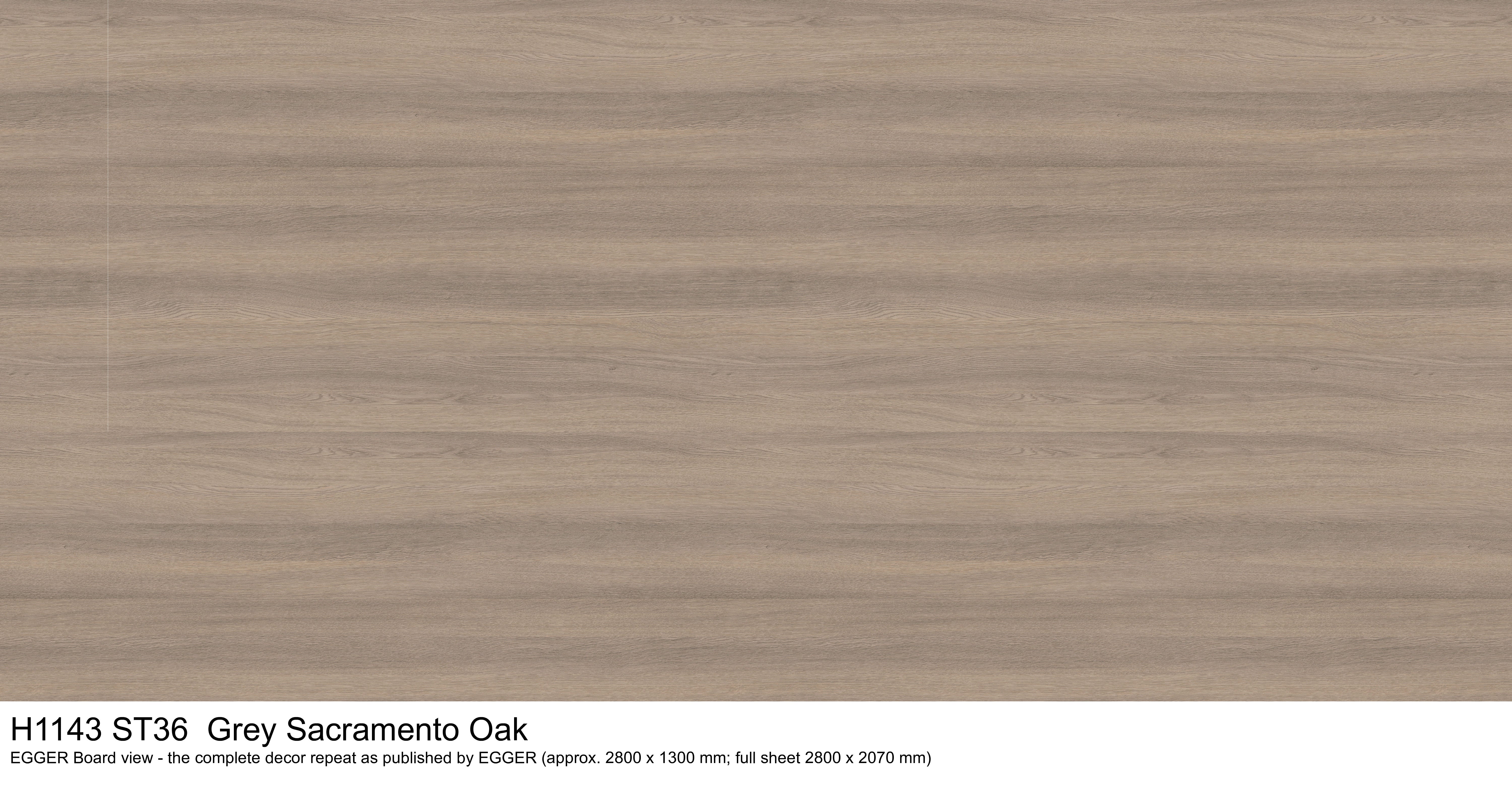 H1143 ST36 Grey Sacramento Oak - EGGER Board view, complete decor repeat