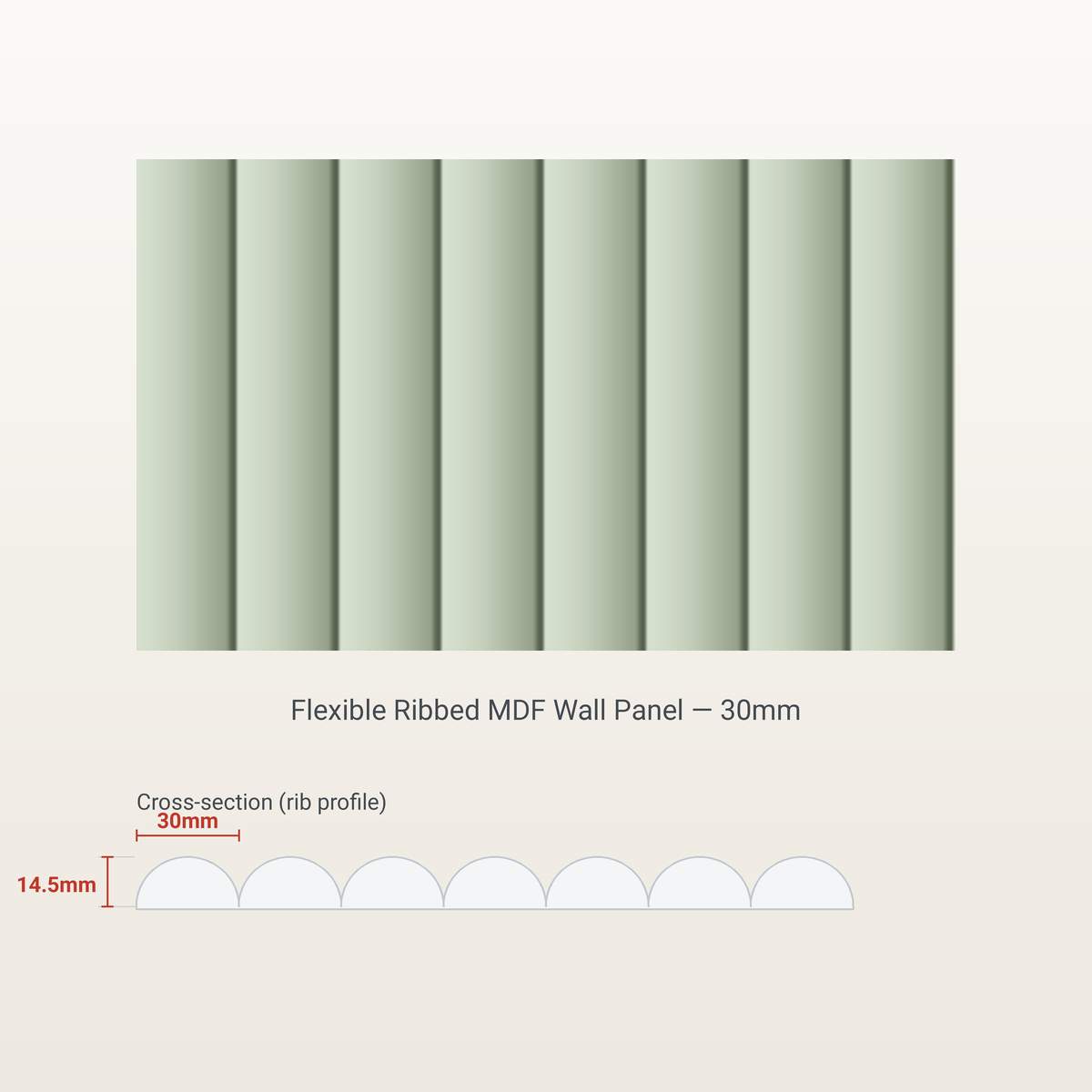 Flexible Ribbed MDF Wall Panel - 30mm not primed