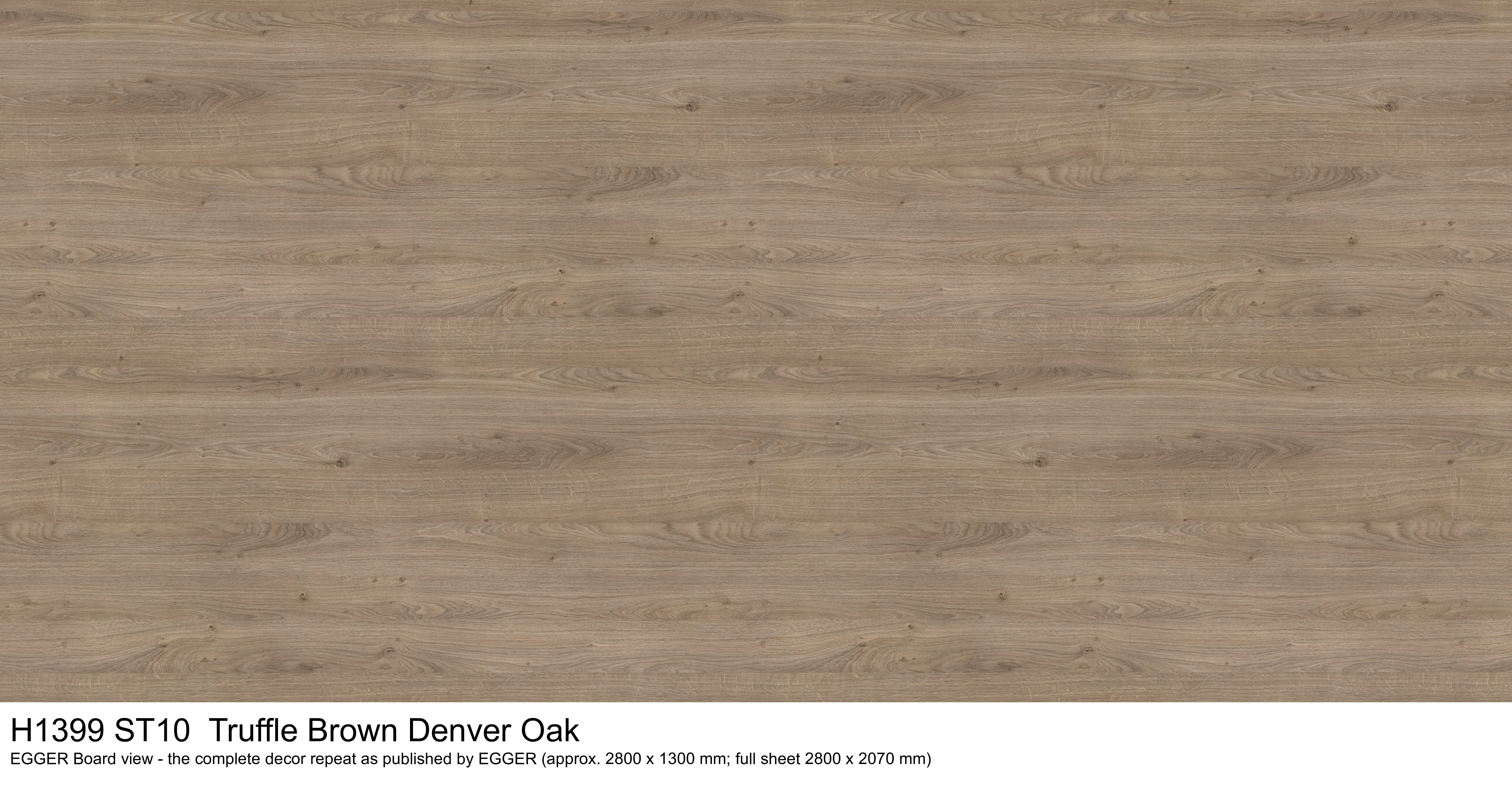 H1399 ST10 Truffle Brown Denver Oak - EGGER Board view, complete decor repeat