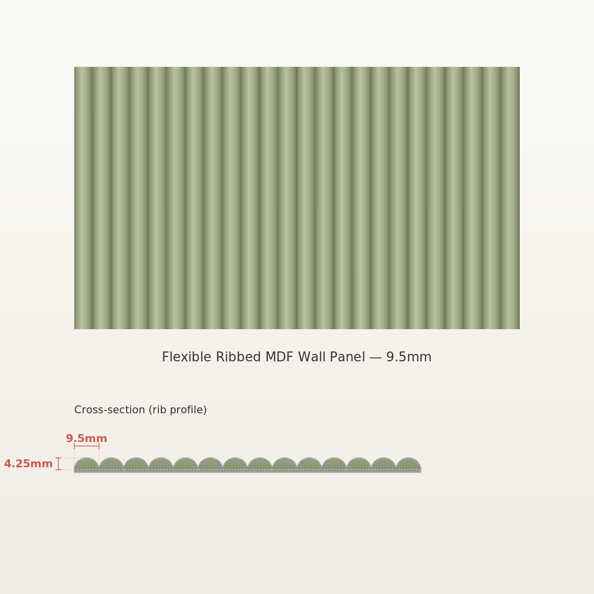 Flexible Ribbed MDF Wall Panel - 9.5mm not primed