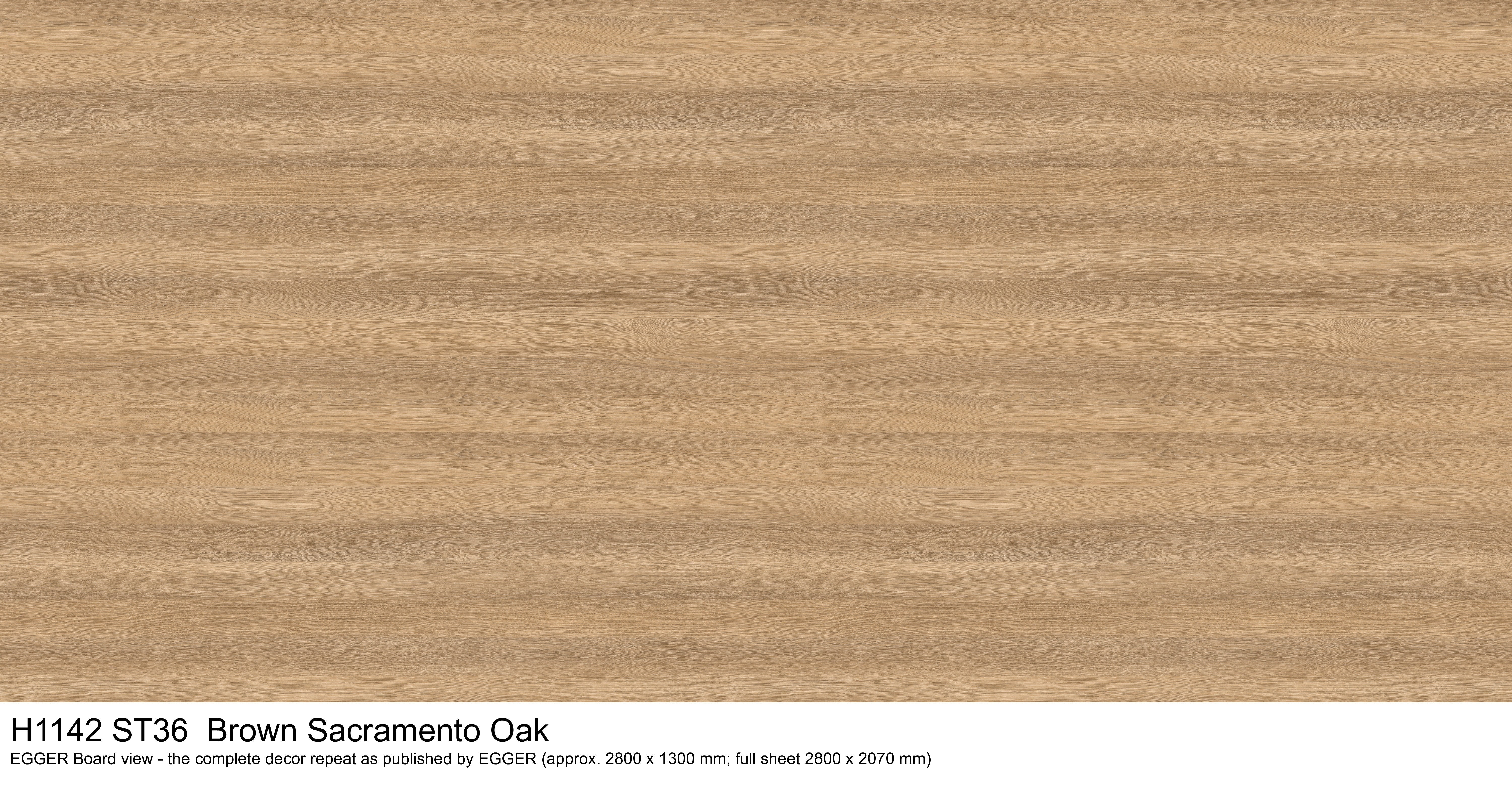 H1142 ST36 Brown Sacramento Oak - EGGER Board view, complete decor repeat