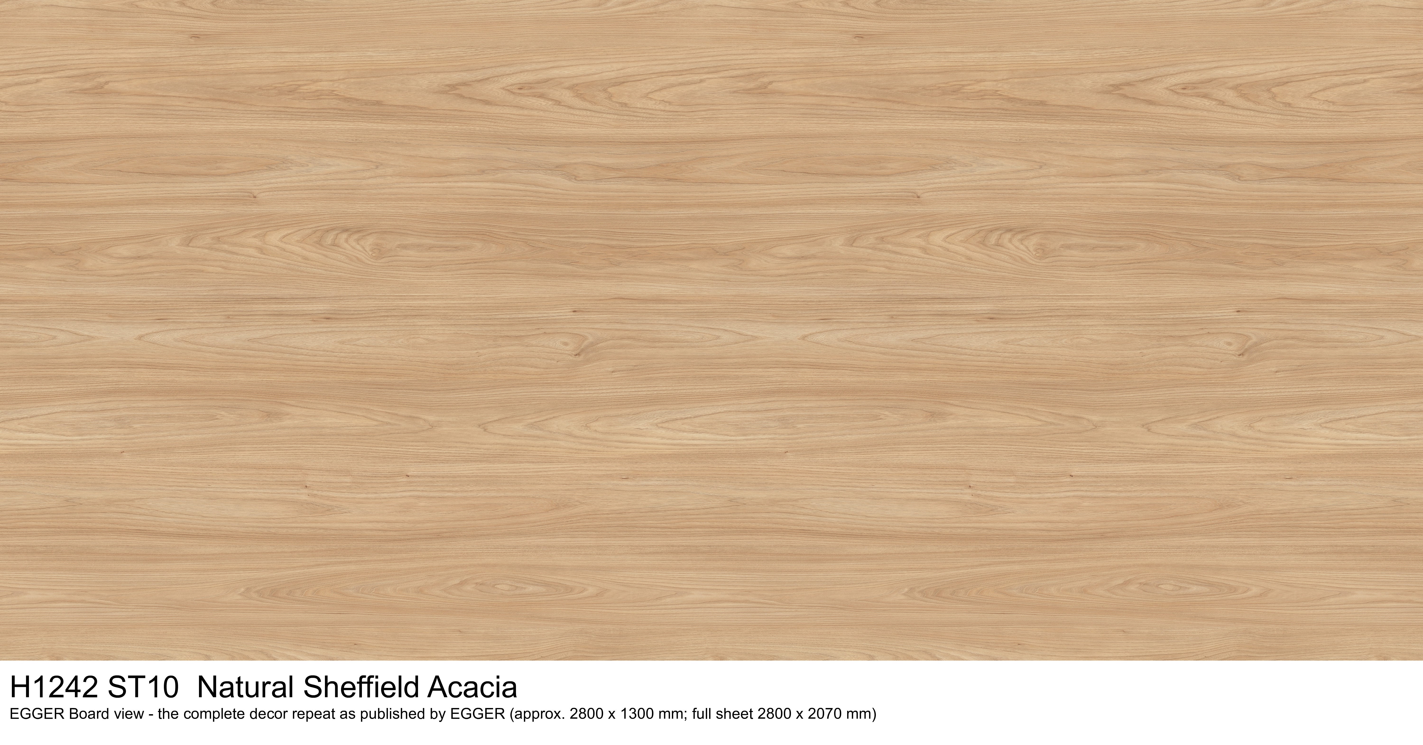 H1242 ST10 Natural Sheffield Acacia - EGGER Board view, complete decor repeat