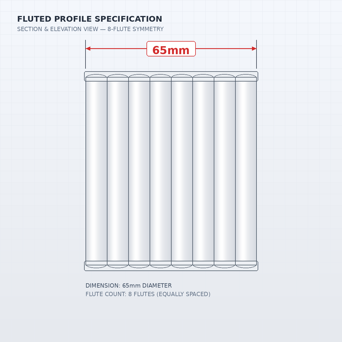 65mm flute profile primed white — flexible fluted MDF panel