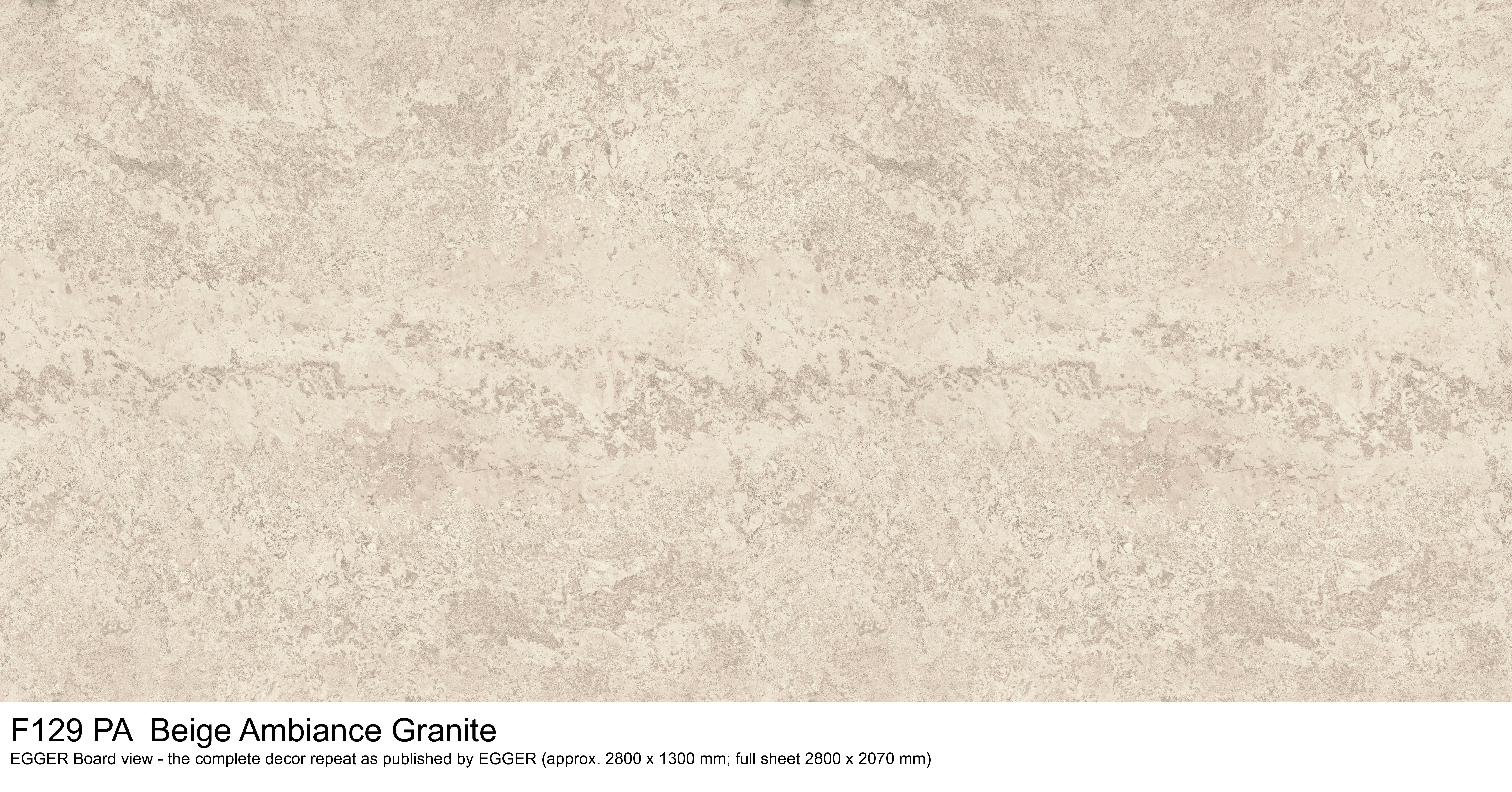 F129 PA Beige Ambiance Granite - EGGER Board view, complete decor repeat