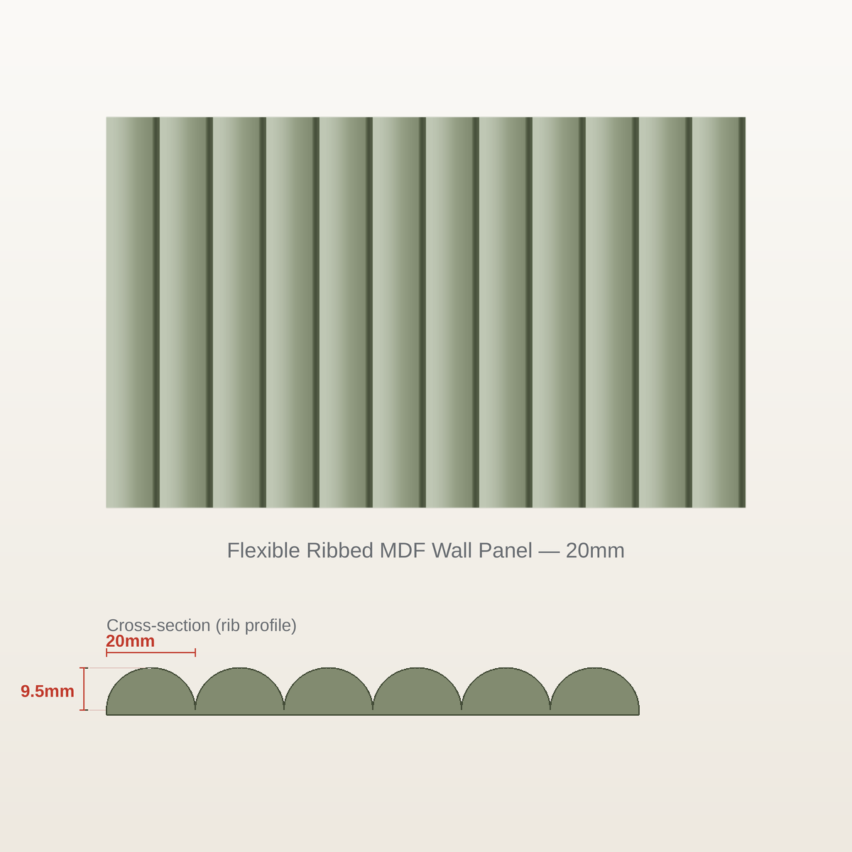 Flexible Ribbed MDF Wall Panel - 20mm not primed