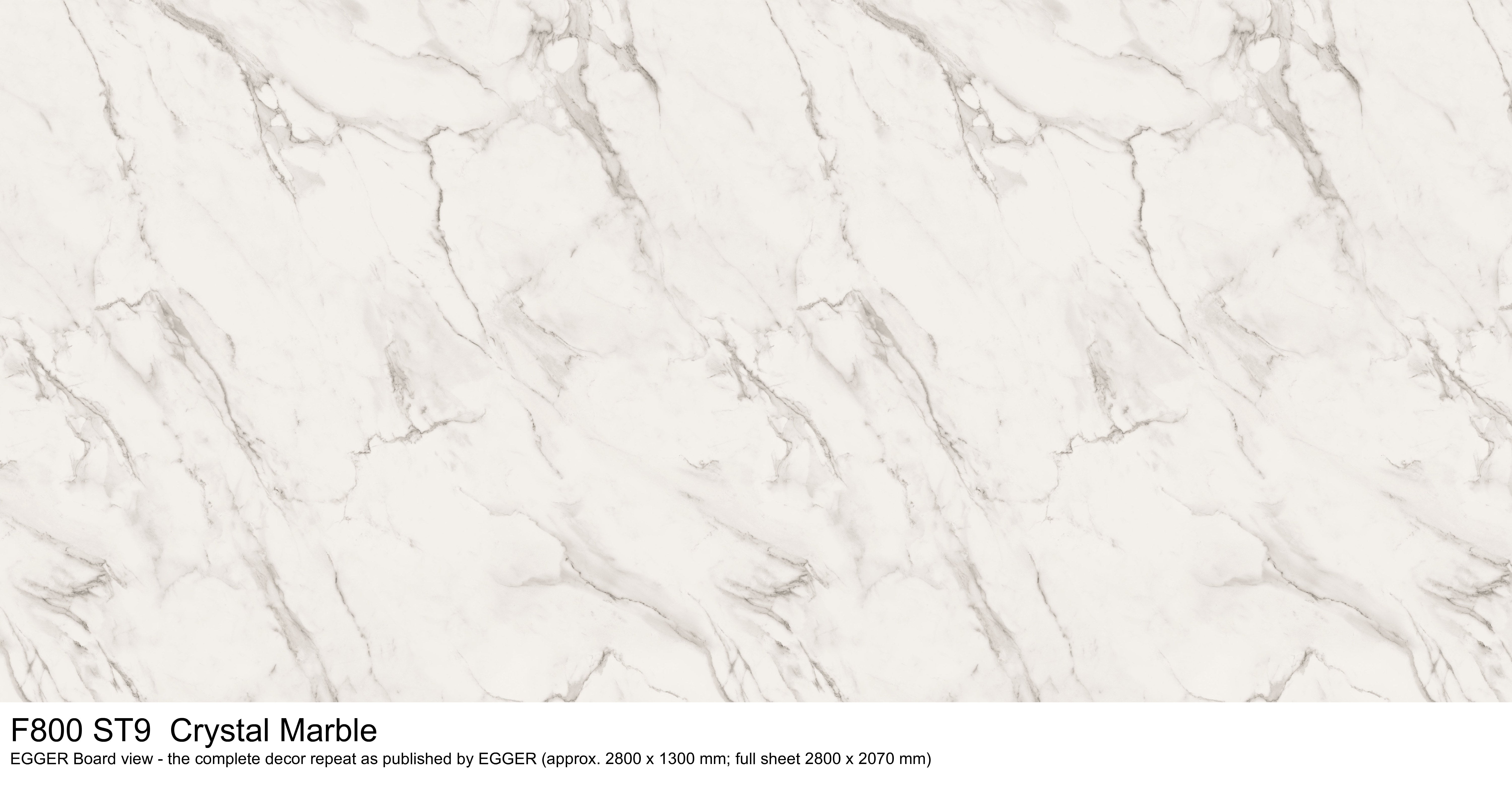 F800 ST9 Crystal Marble - EGGER Board view, complete decor repeat