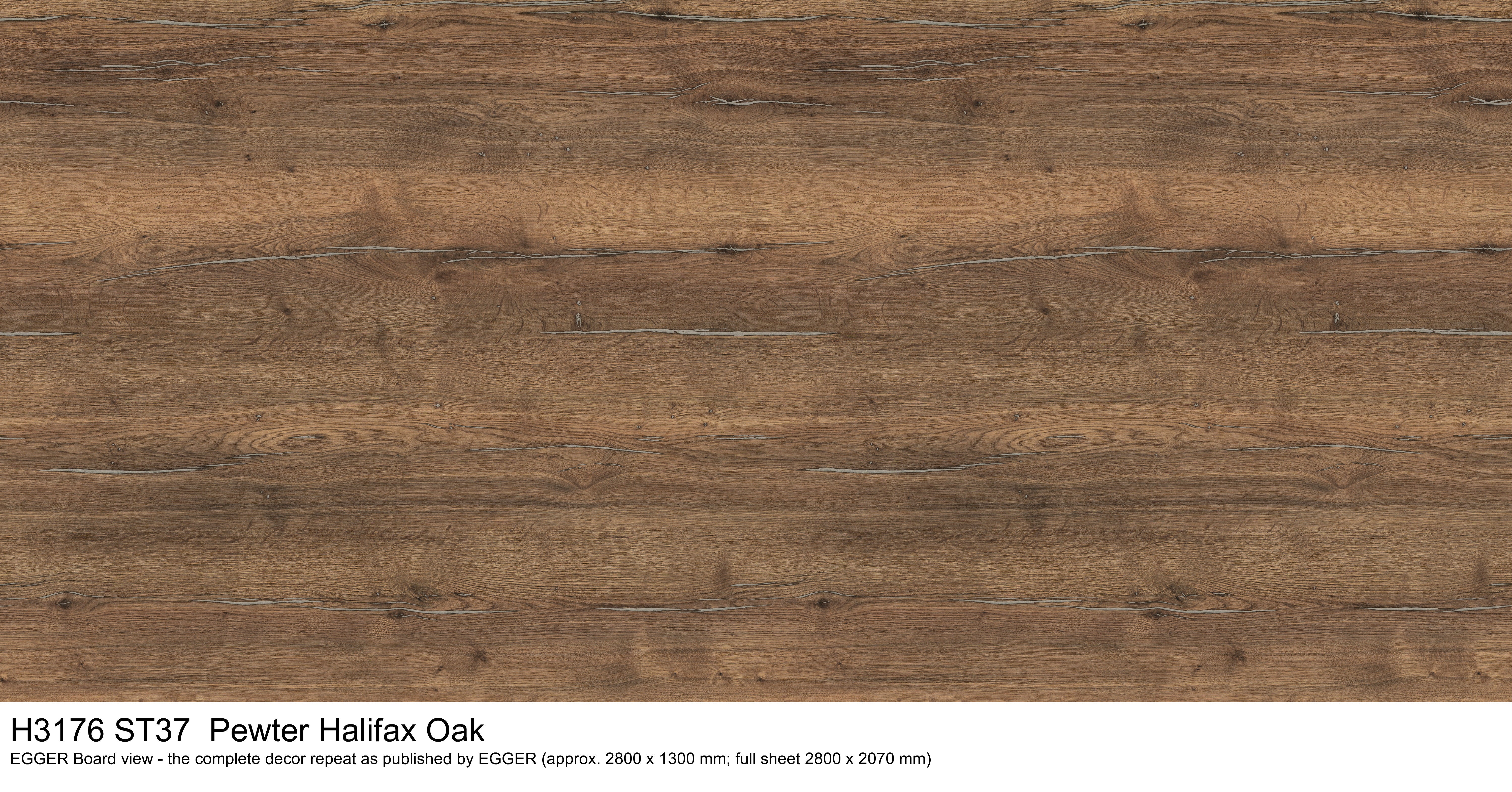 H3176 ST37 Pewter Halifax Oak - EGGER Board view, complete decor repeat