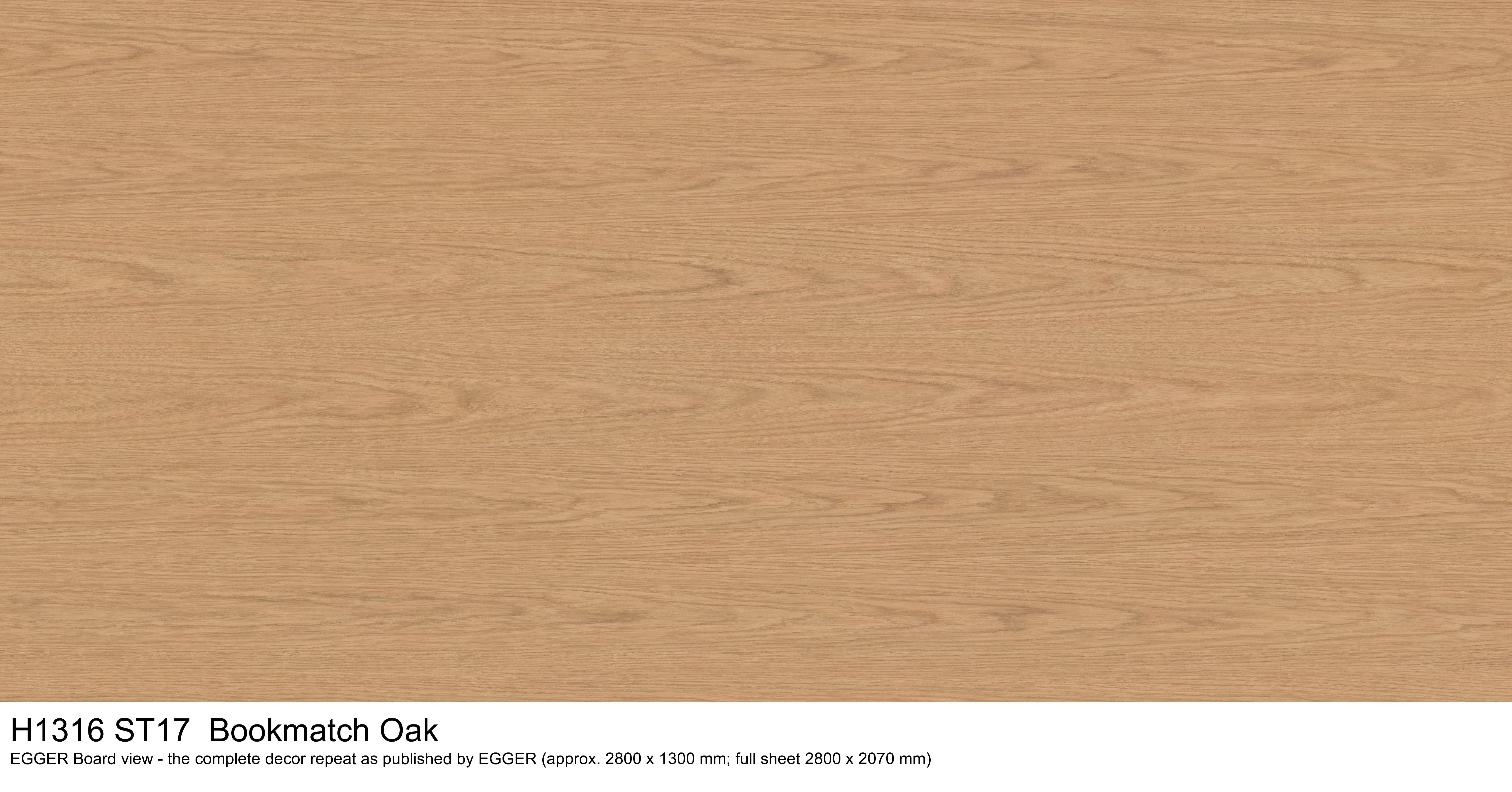 H1316 ST17 Bookmatch Oak - EGGER Board view, complete decor repeat