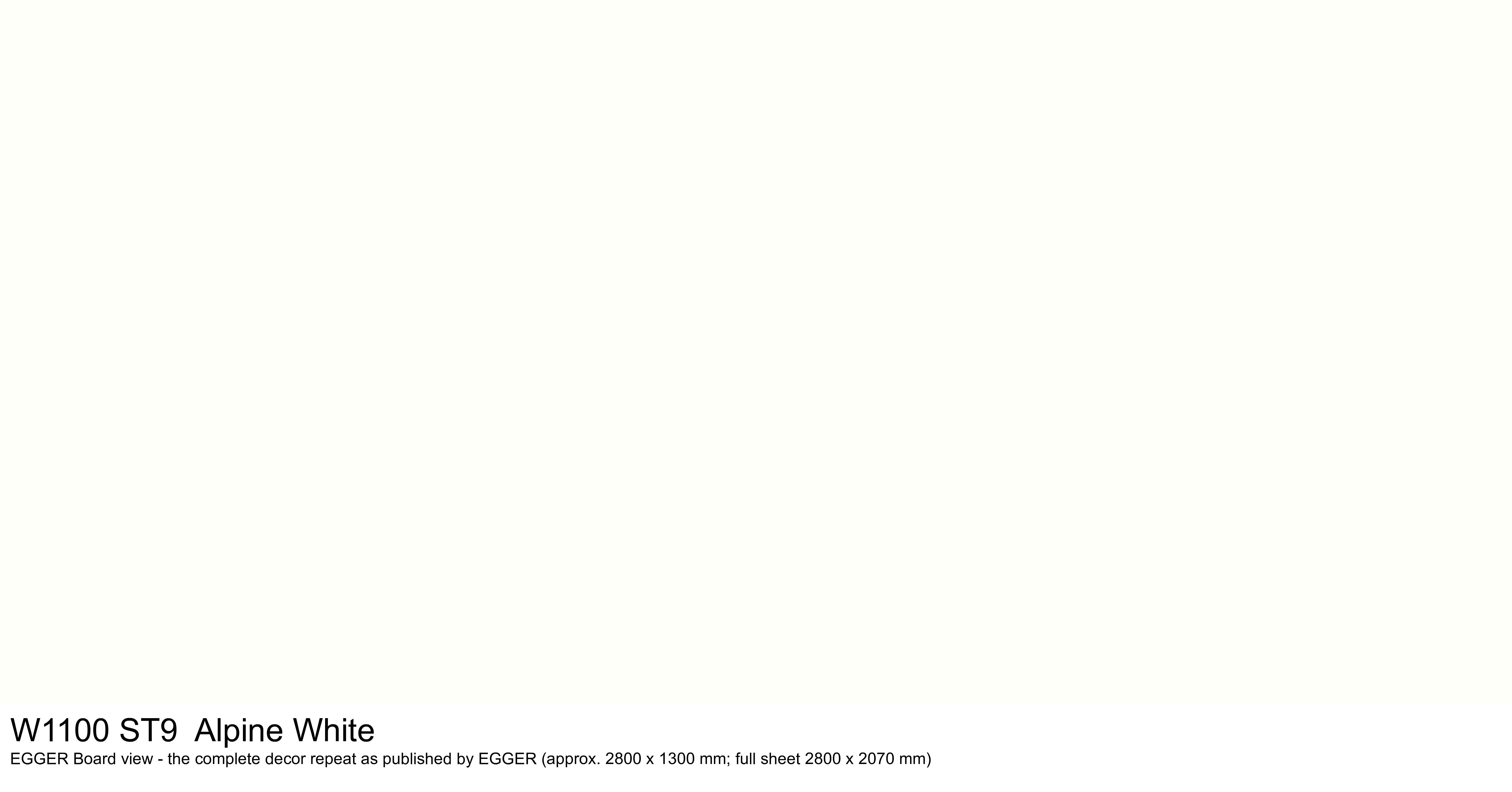 W1100 ST9 Alpine White - EGGER Board view, complete decor repeat