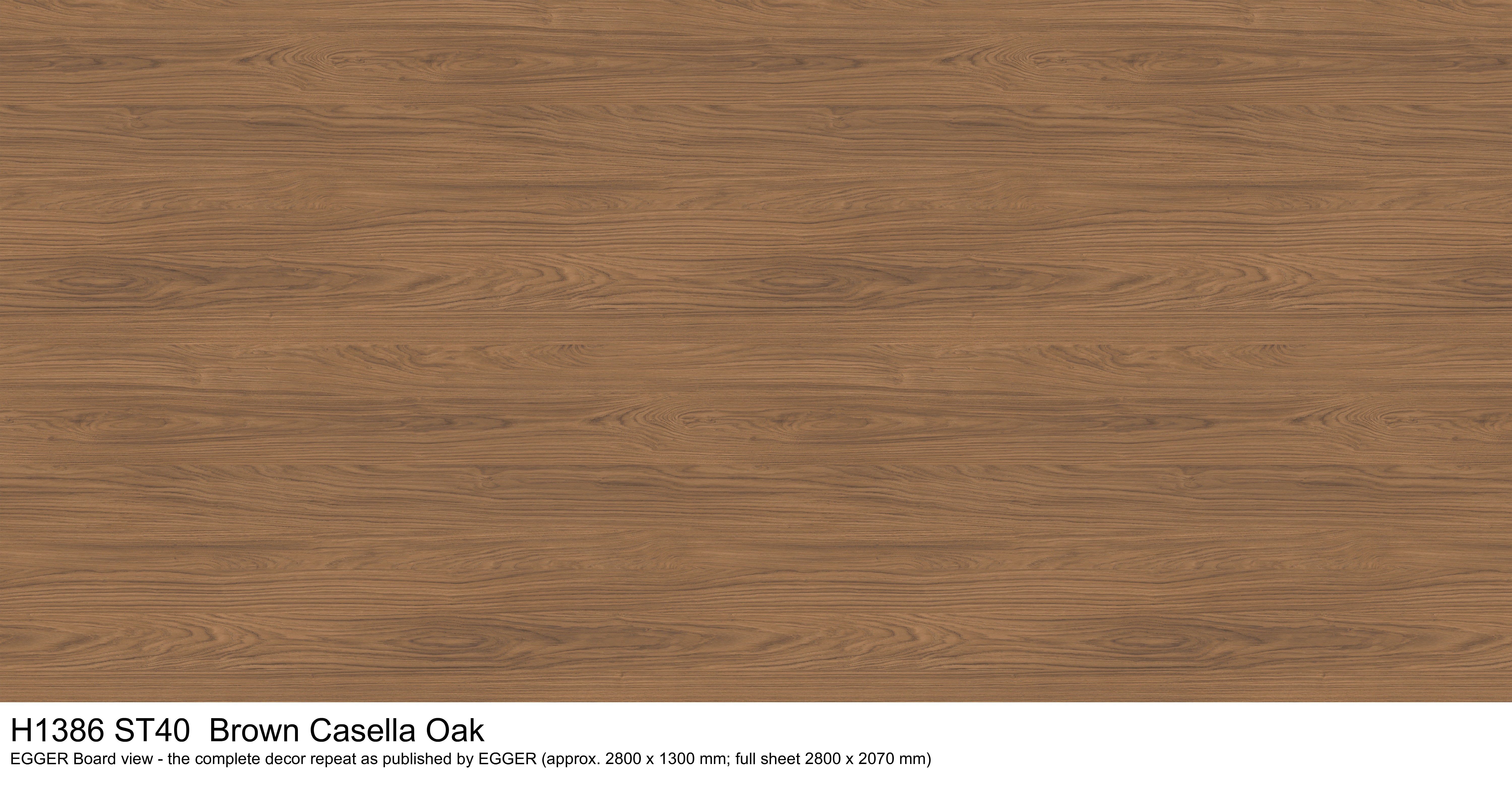 H1386 ST40 Brown Casella Oak - EGGER Board view, complete decor repeat
