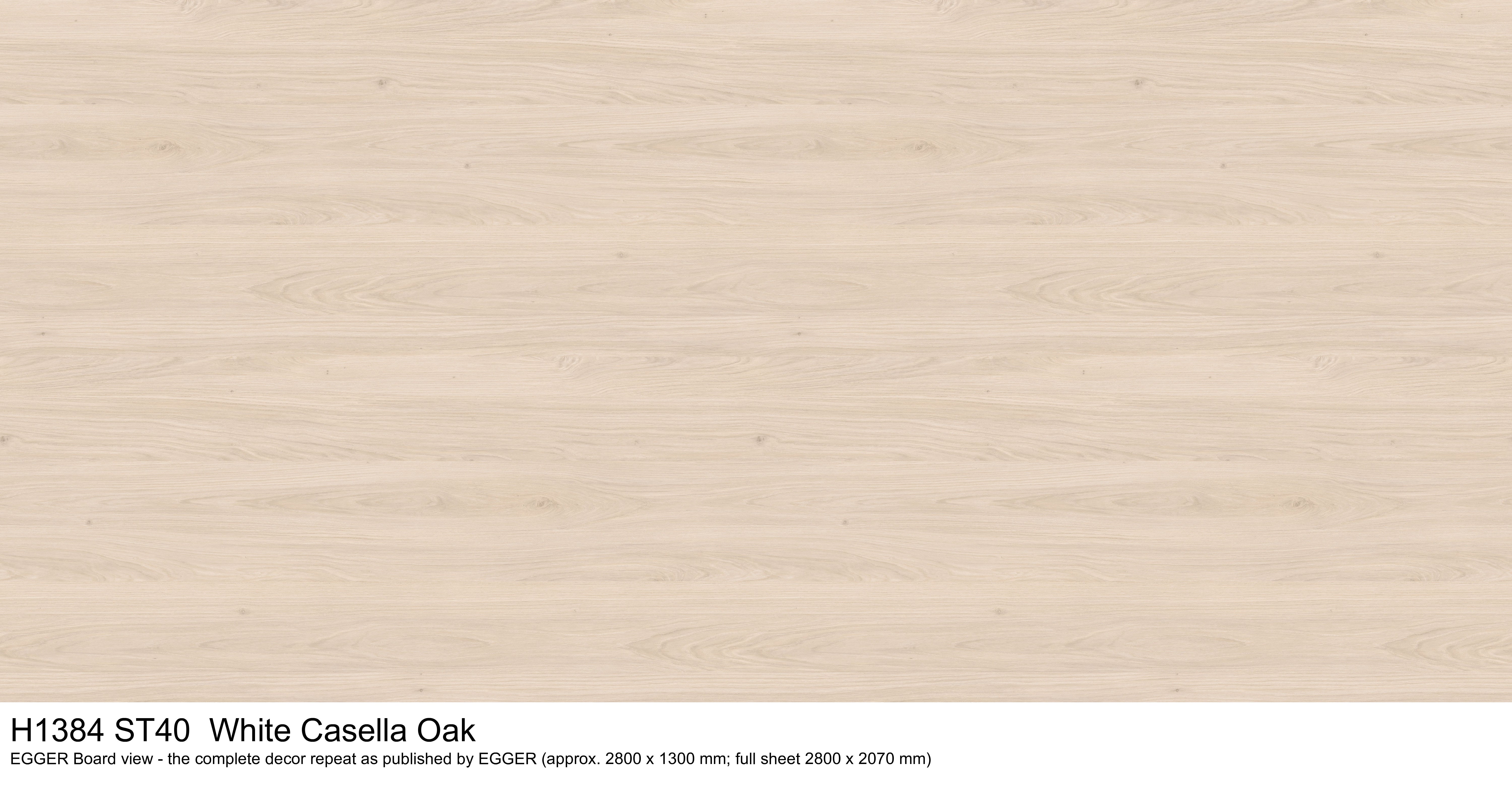 H1384 ST40 White Casella Oak - EGGER Board view, complete decor repeat